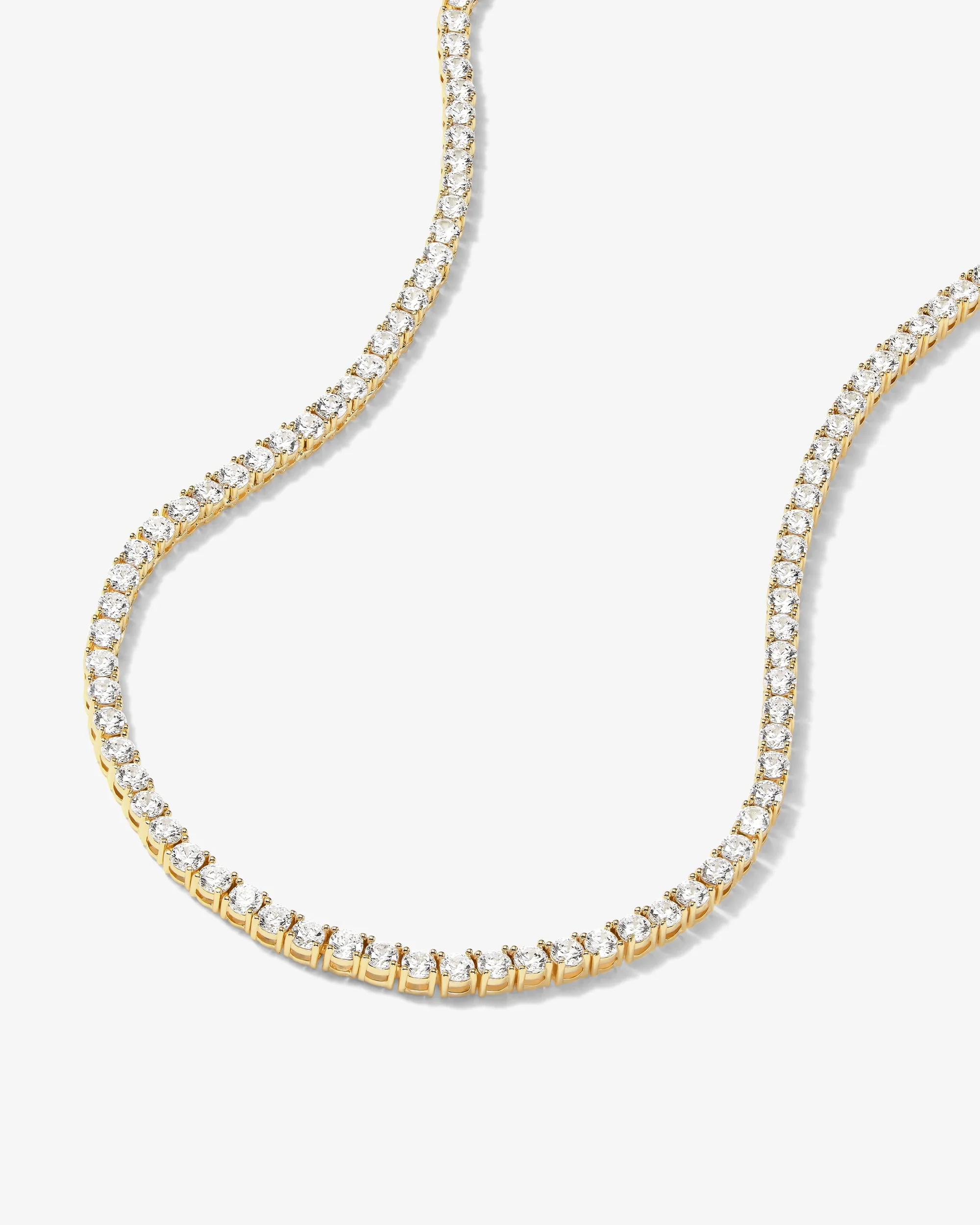 Grand Heiress Tennis Necklace 4mm - Gold|White Diamondettes - Image 4