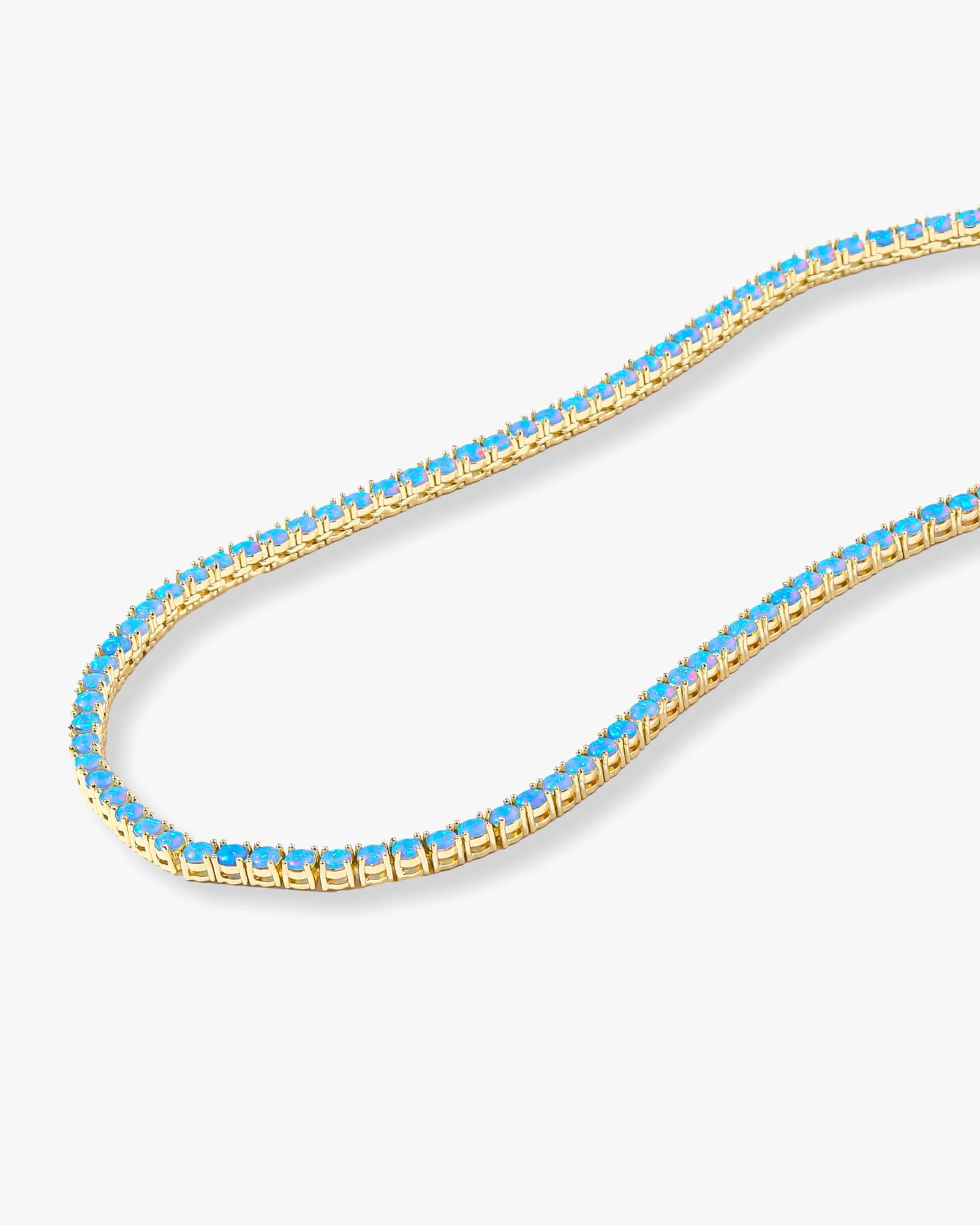 Grand Heiress Tennis Necklace 4mm - Gold|Blue Opal - Image 4