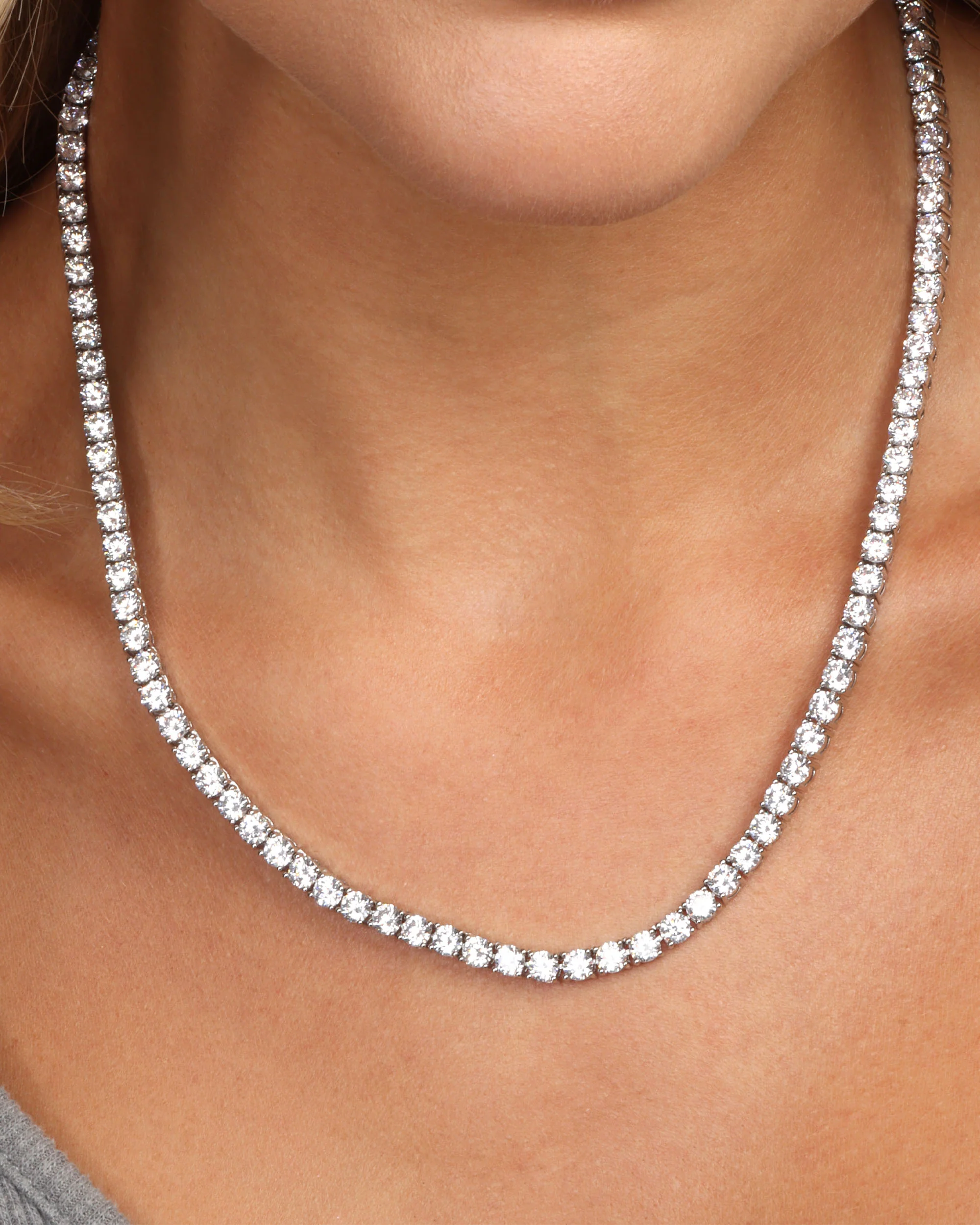 Grand Heiress Tennis Necklace 4mm - Silver|White Diamondettes - Image 3