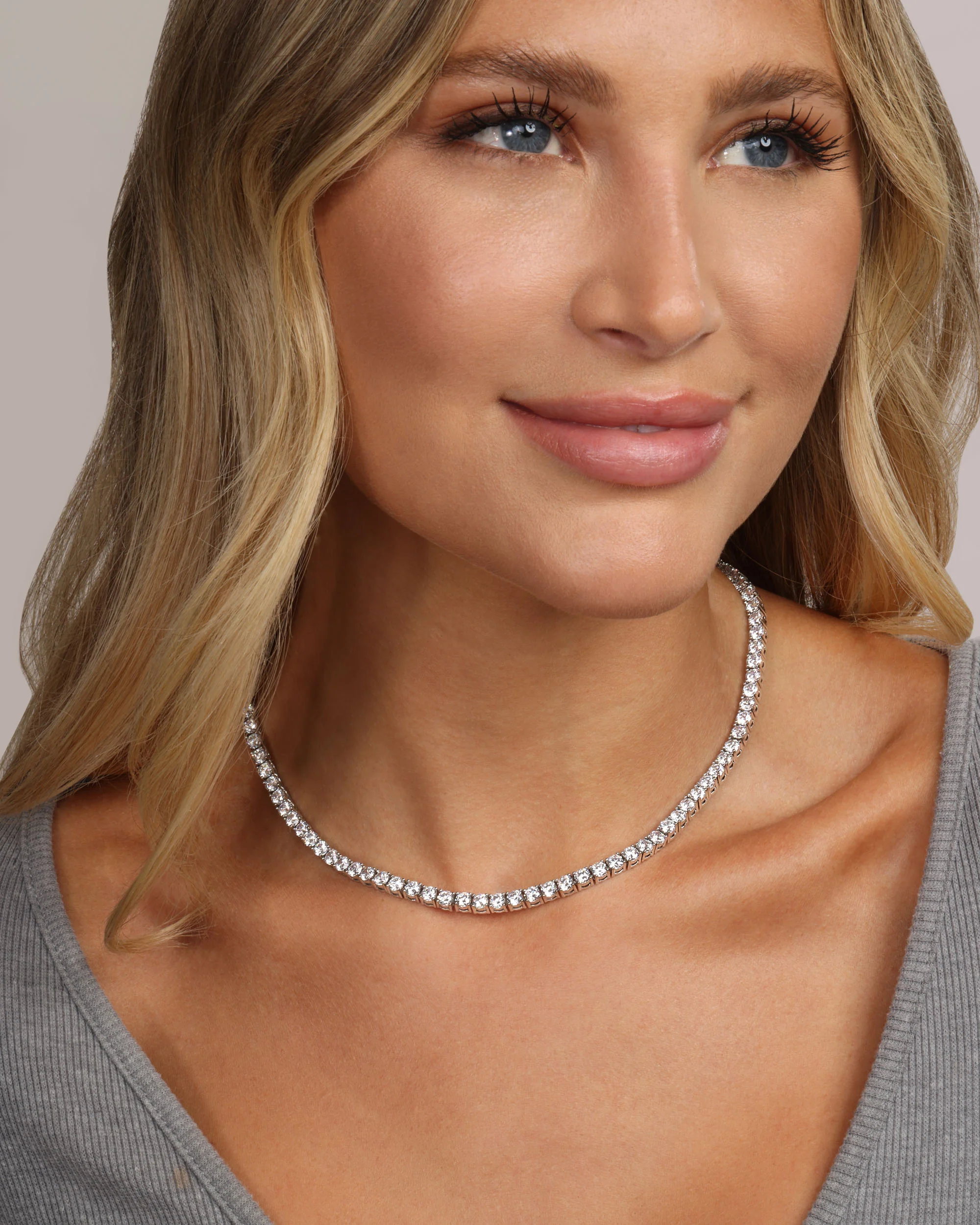 Grand Heiress Tennis Necklace 4mm - Silver|White Diamondettes - Image 5