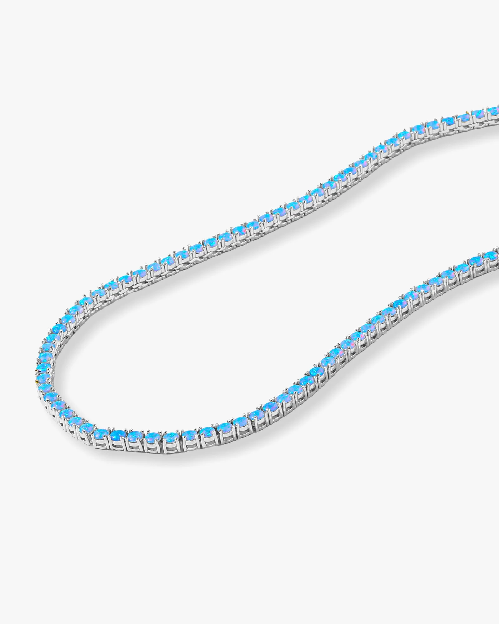 Grand Heiress Tennis Necklace 4mm - Silver|Blue Opal - Image 4