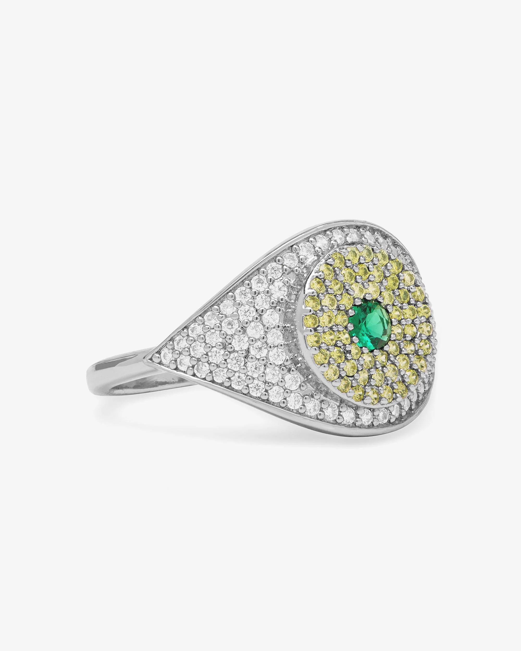 Green Evil Eye Ring - Silver|Emerald - Image 3