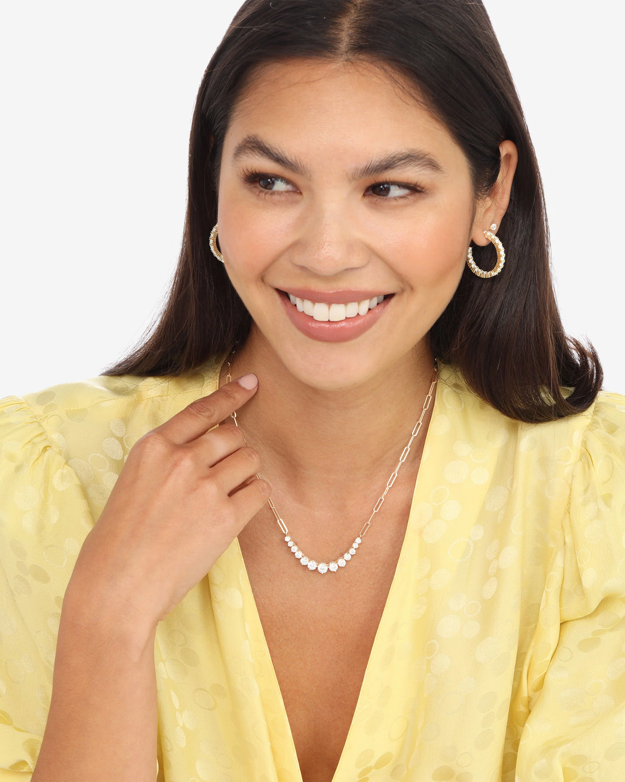 Heiress Hoops 1" - Gold|White Diamondettes - Image 4