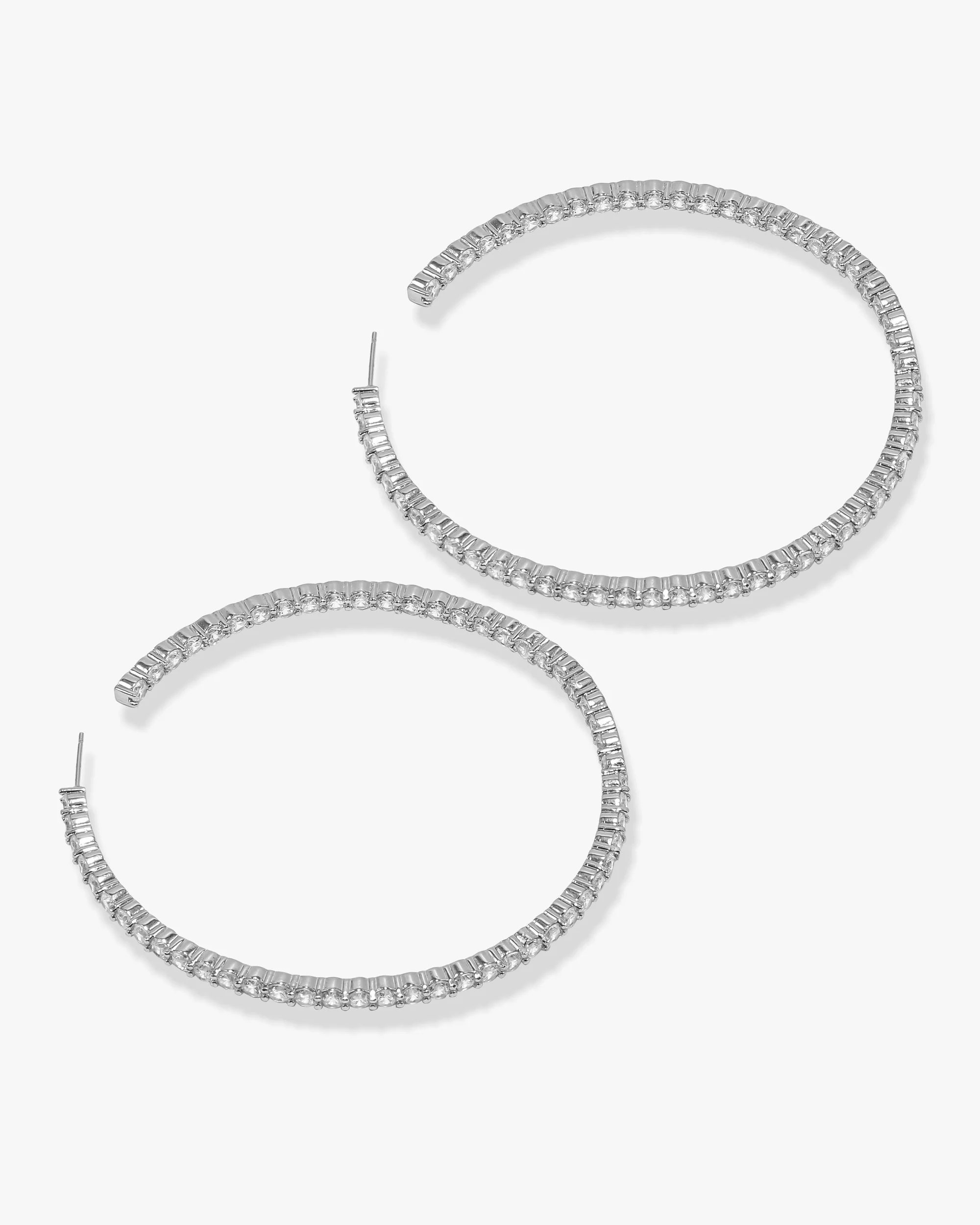 Heiress Hoops 3" - Silver|White Diamondettes - Image 3