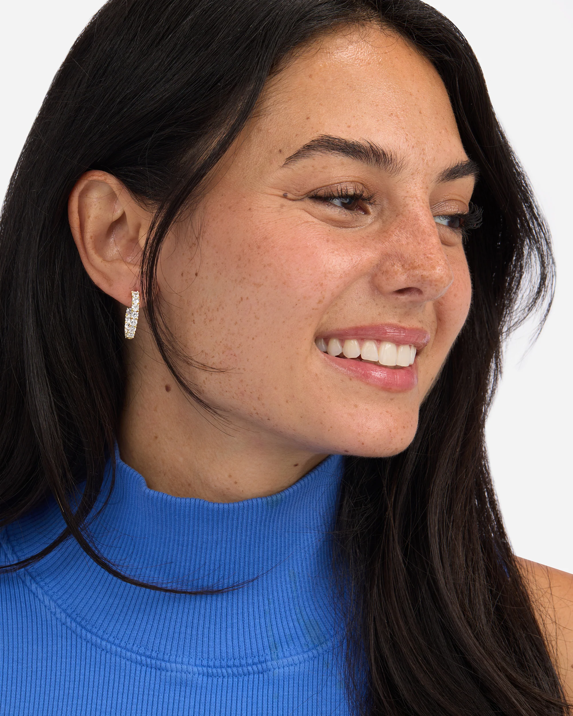 Heiress Hoops .75" - Gold|White Diamondettes - Image 2
