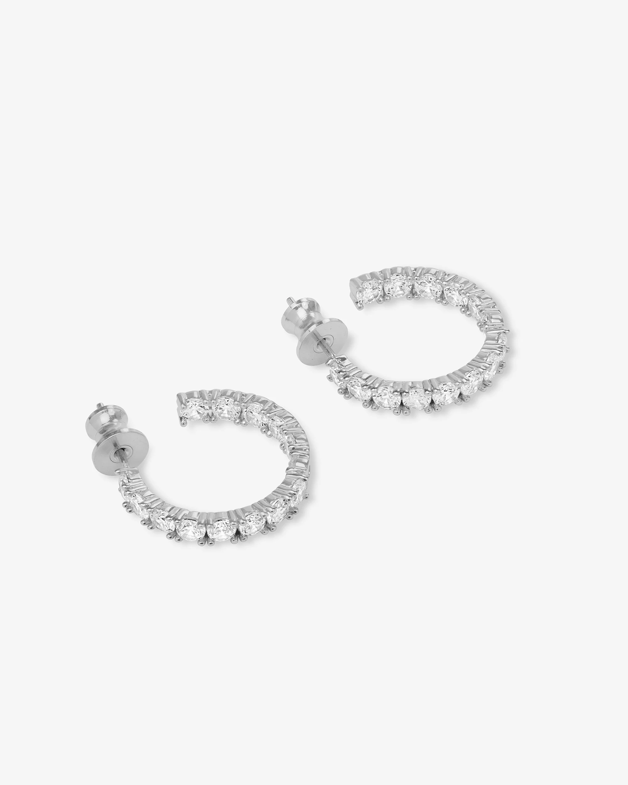 Heiress Hoops .75" - Silver|White Diamondettes - Image 3