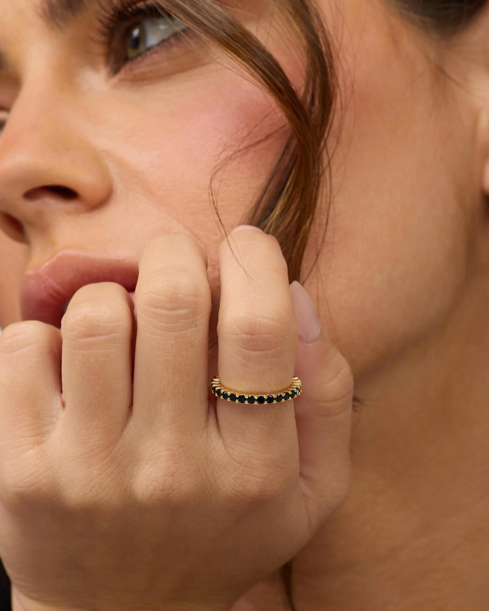 Heiress Ring 2mm - Gold|Black Diamondettes - Image 3
