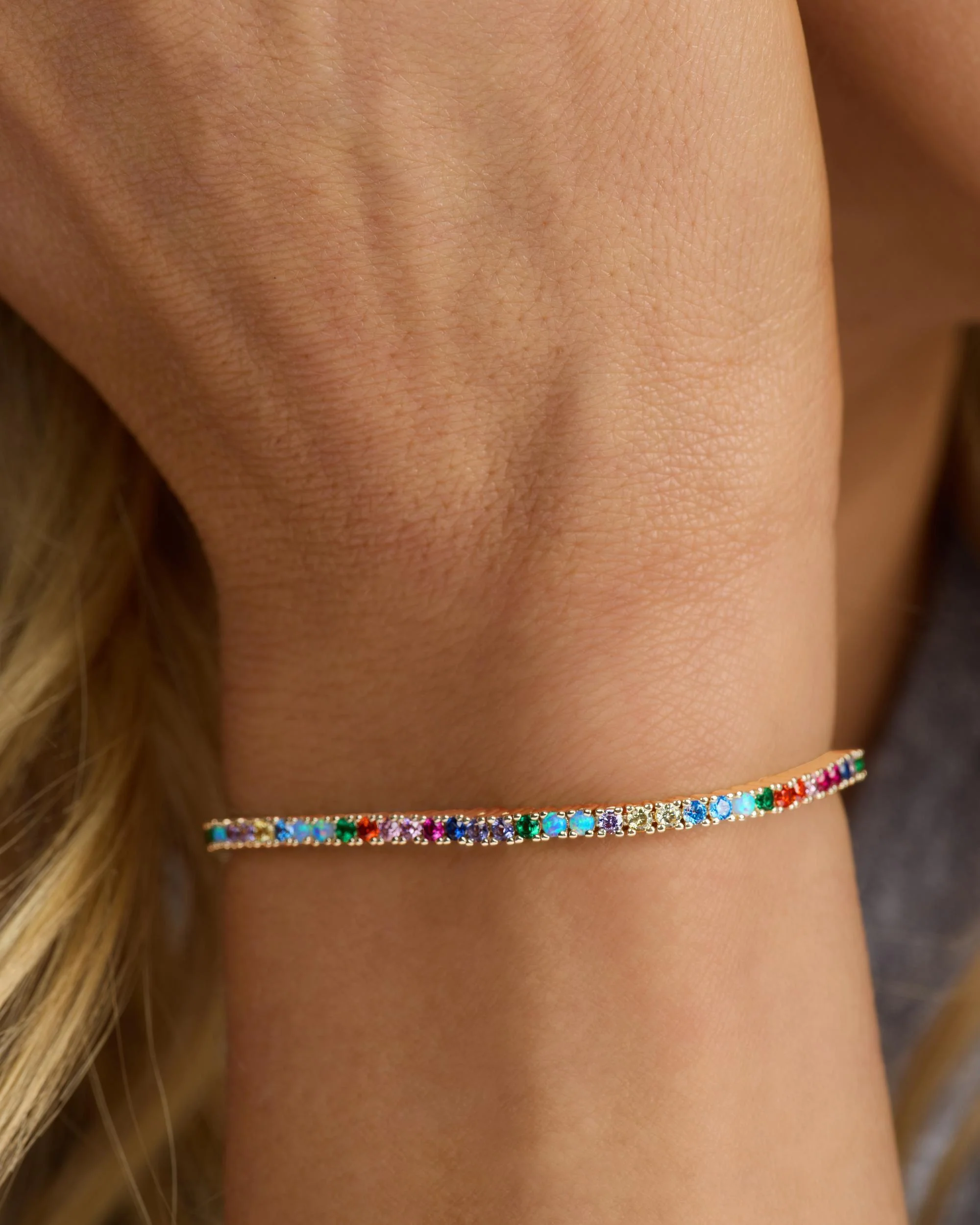 Heiress Tennis Bracelet 2mm - Gold|Multi Stone - Image 3