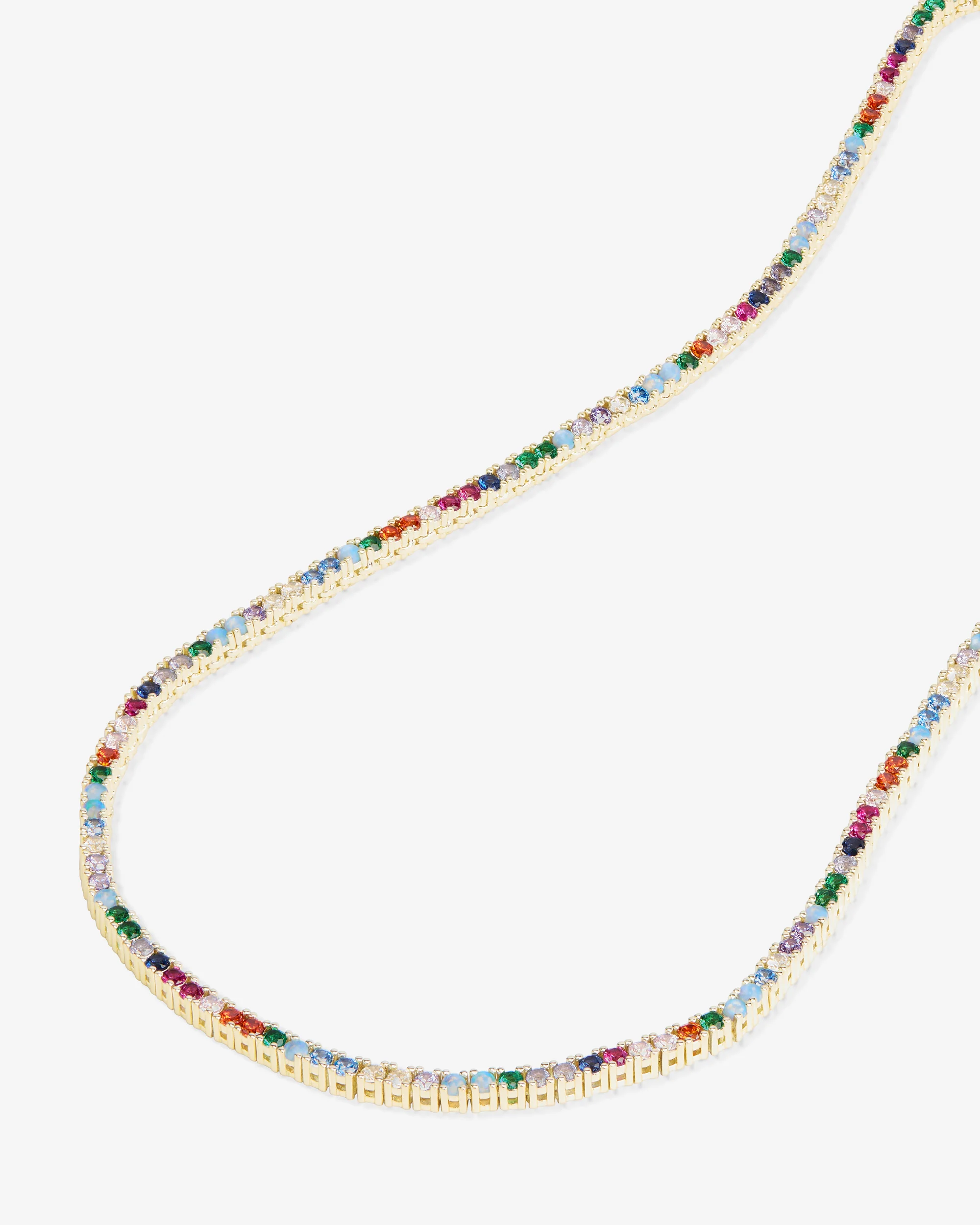 Heiress Tennis Necklace 2mm - Gold|Multi Stone - Image 4