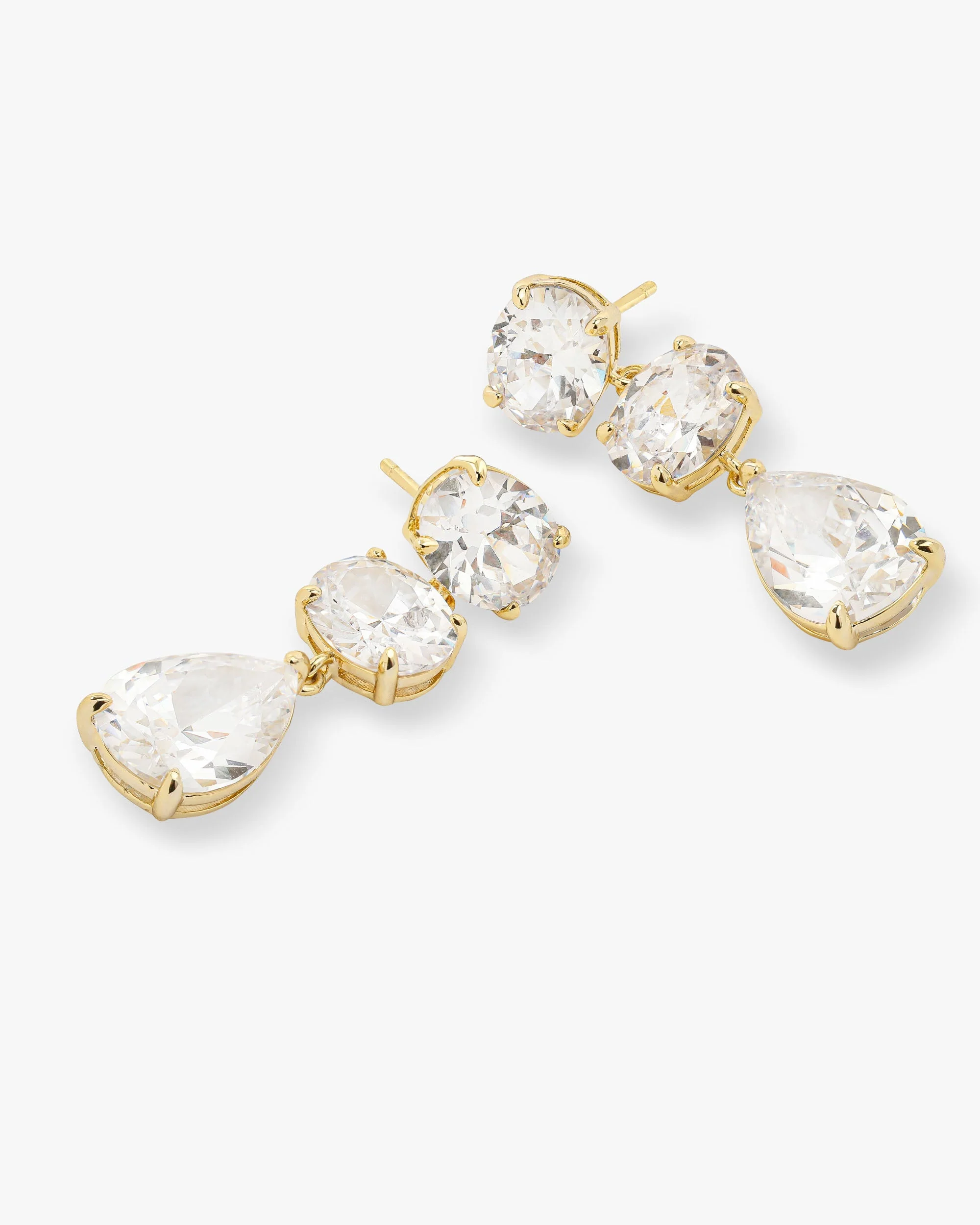 Hello Gorgeous Drop Earrings - Gold|White Diamondettes - Image 3