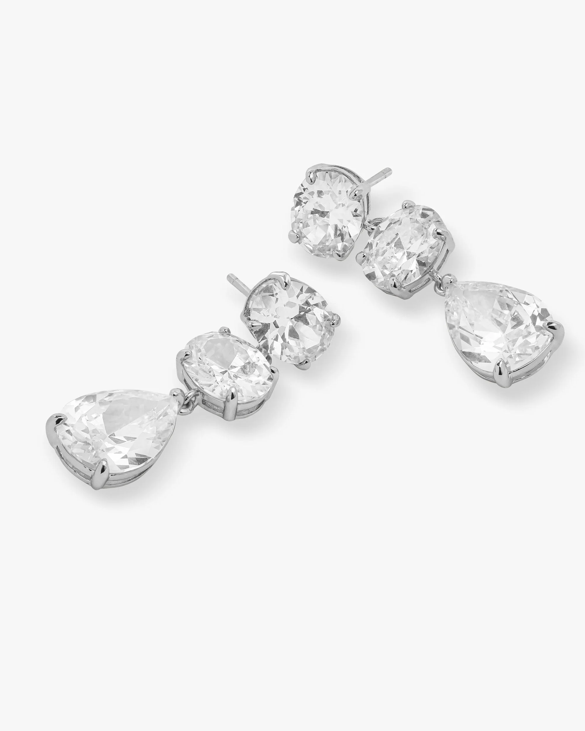 Hello Gorgeous Drop Earrings - Silver|White Diamondettes - Image 3