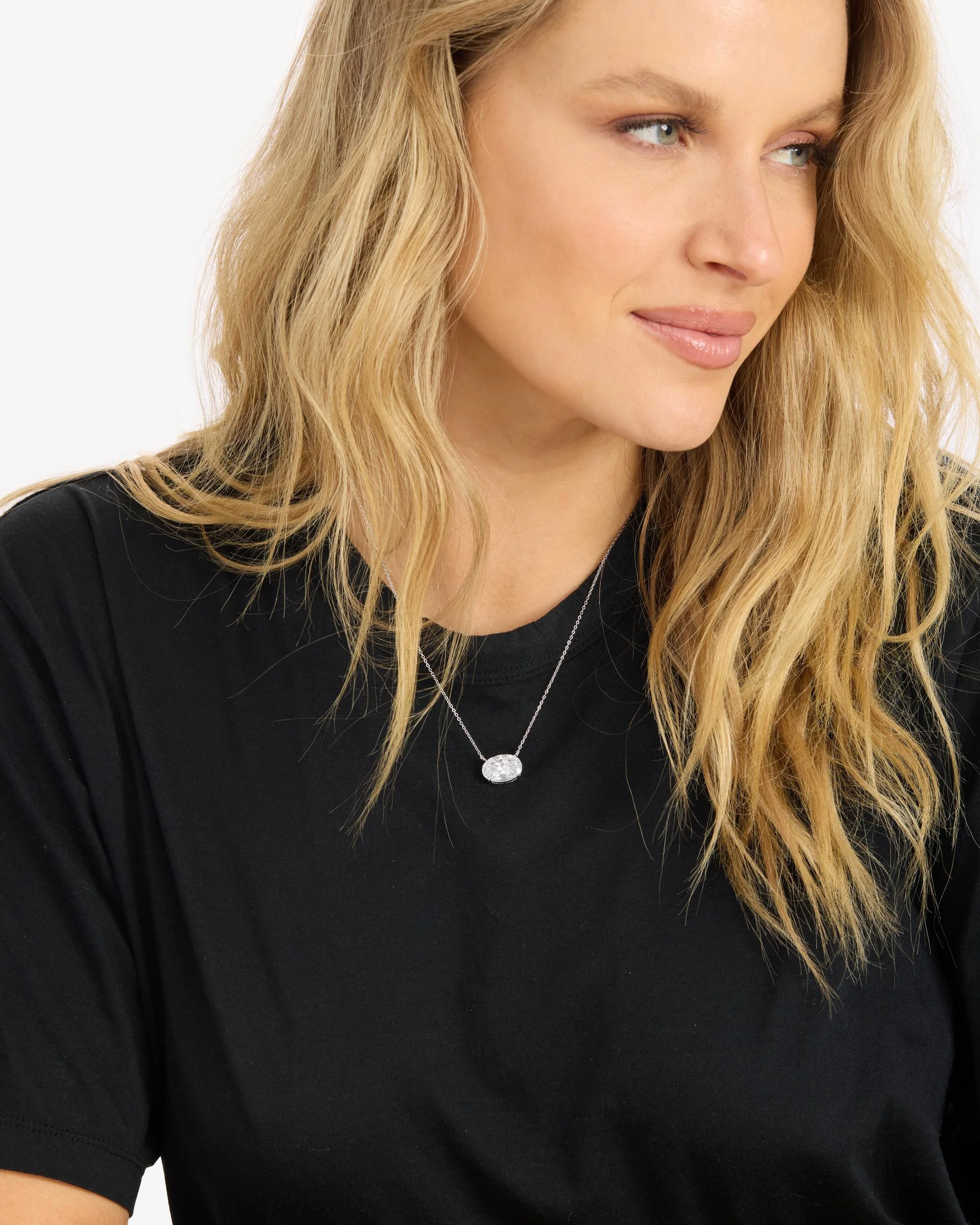 Hello Gorgeous! Necklace - Silver|White Diamondettes - Image 4