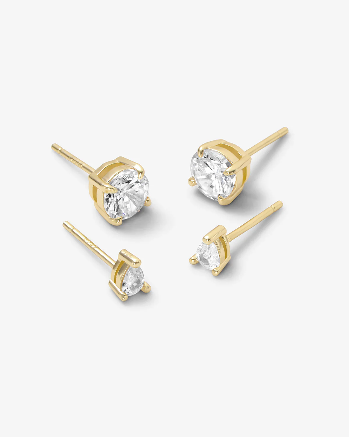I Got a Raise Stud Set - Gold|White Diamondettes - Image 3