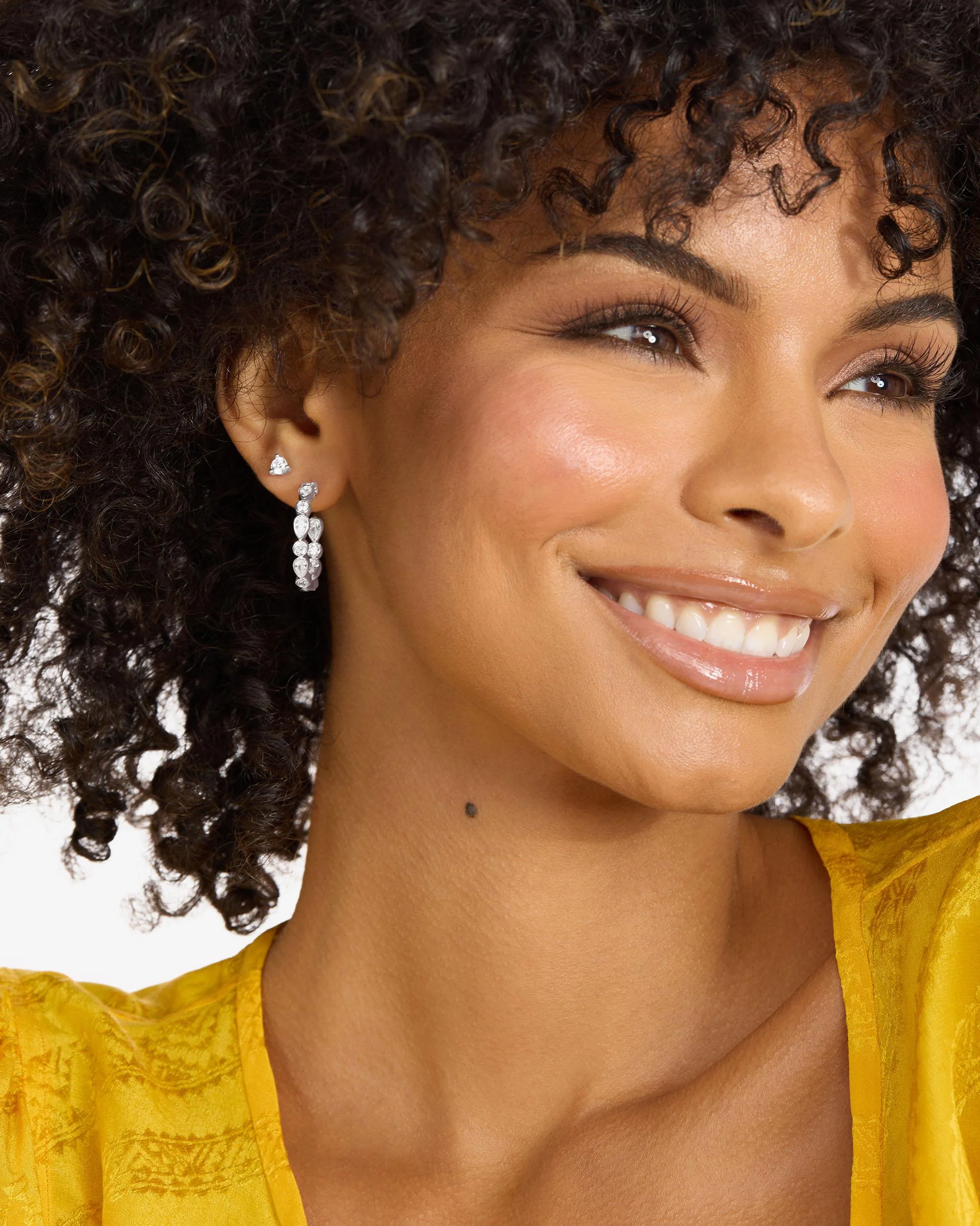 Isla Hoops 1" - Silver|White Diamondettes - Image 2