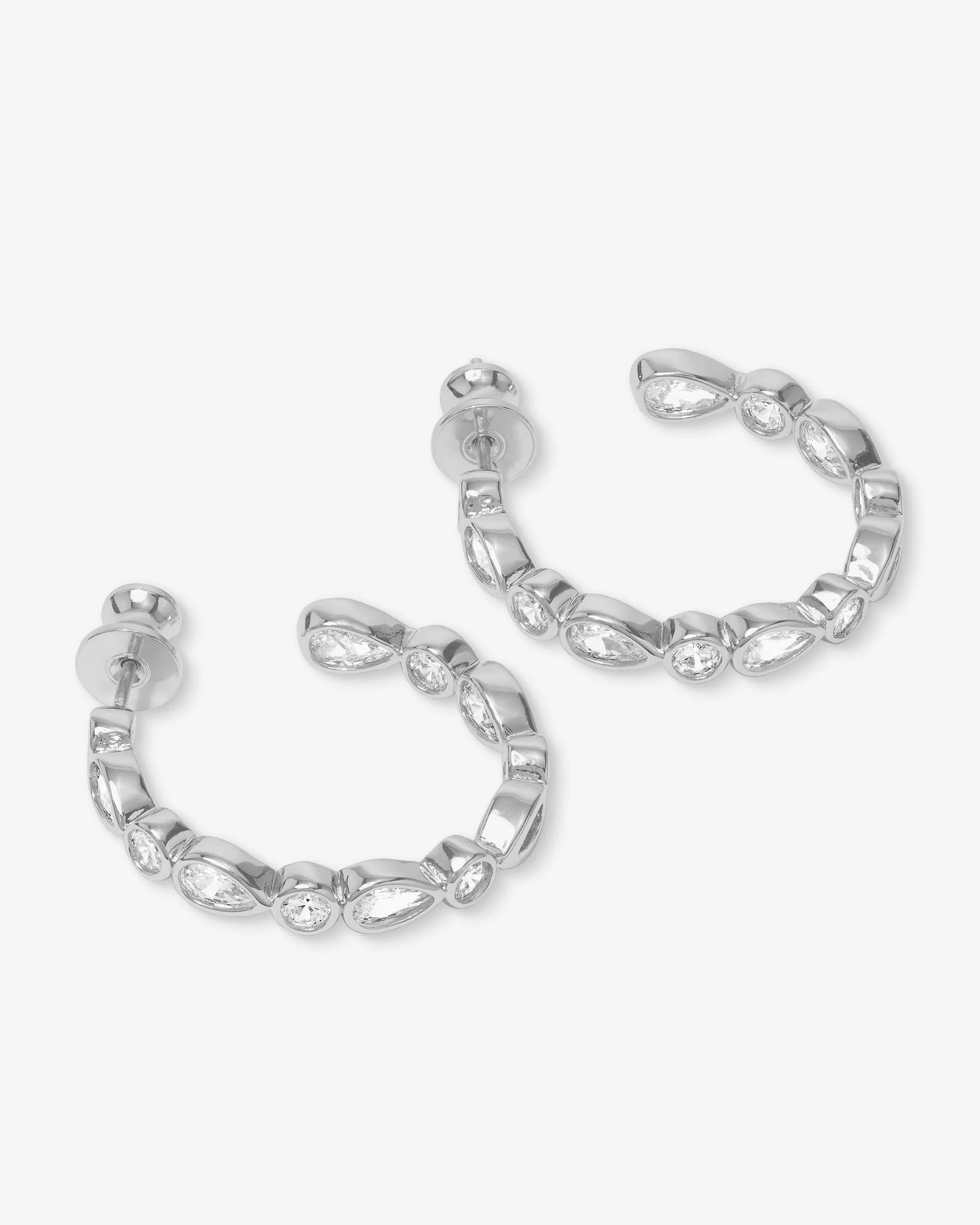 Isla Hoops 1" - Silver|White Diamondettes - Image 3