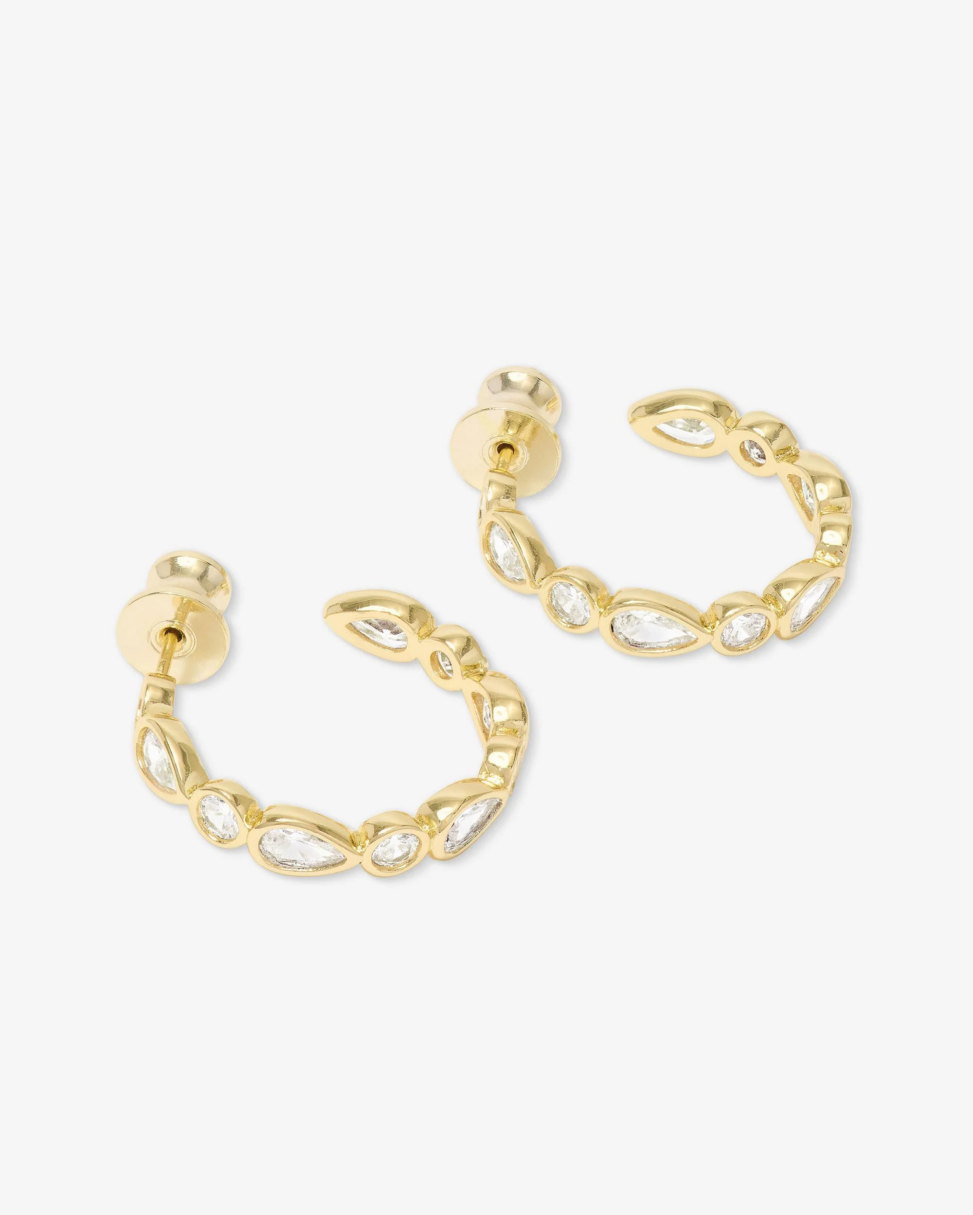 Isla Hoops .75" - Gold|White Diamondettes - Image 3