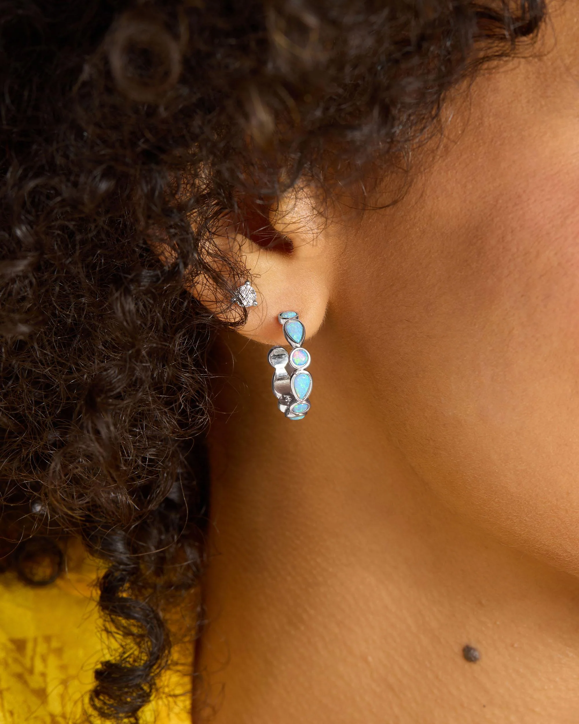 Isla Hoops .75" - Silver|Blue Opal - Image 4