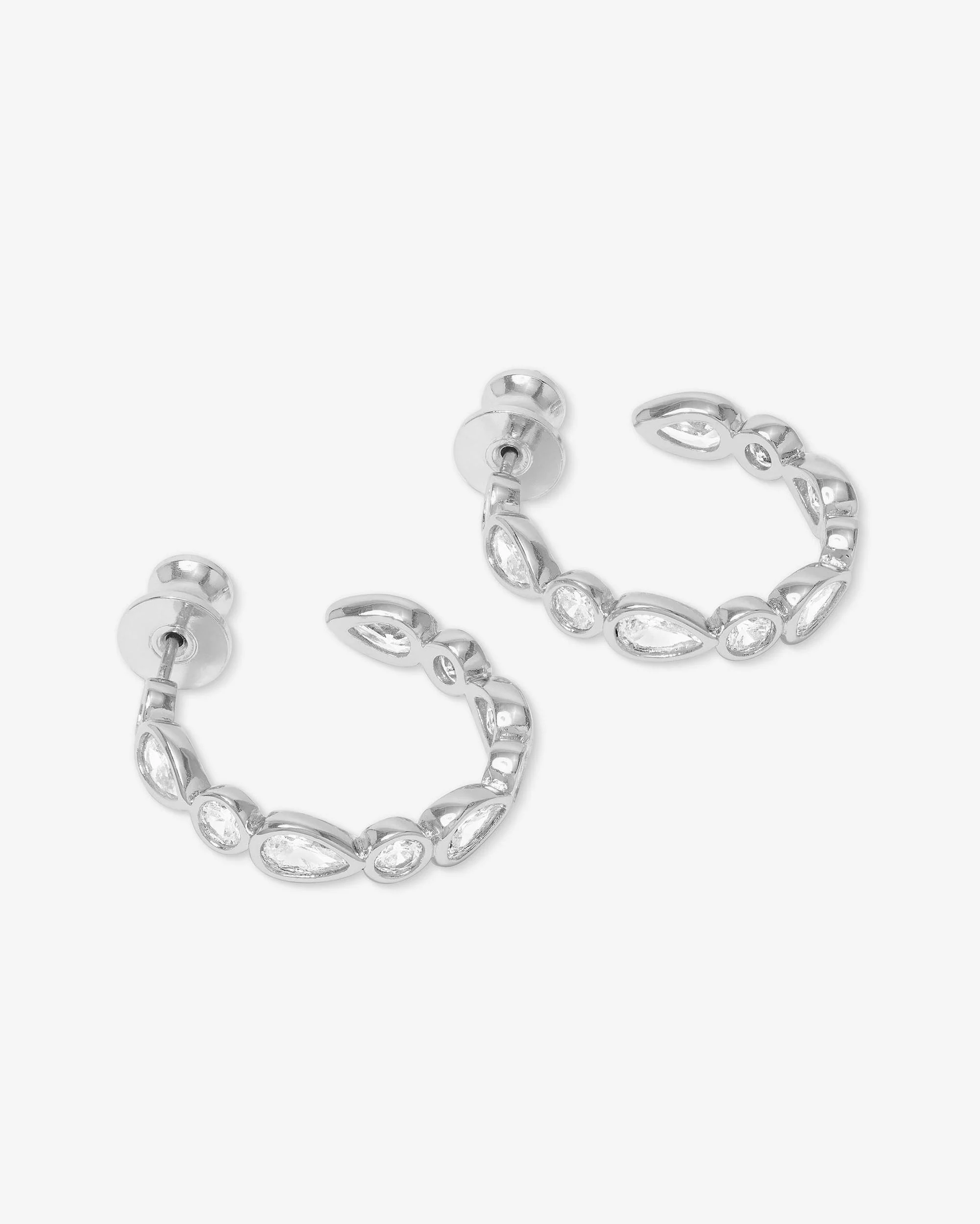 Isla Hoops .75" - Silver|White Diamondettes - Image 3