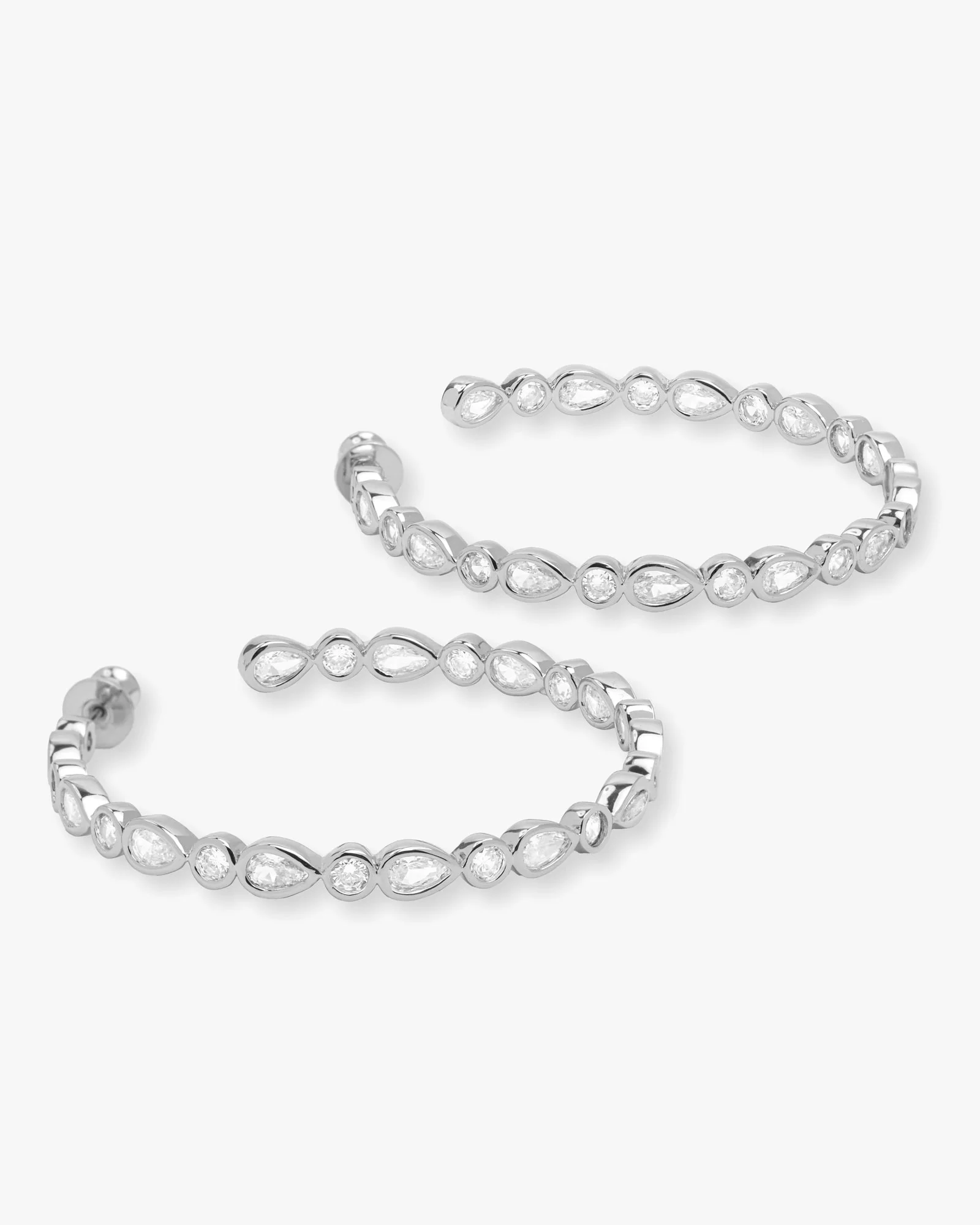 Isla Hoops 2" - Silver|White Diamondettes - Image 3