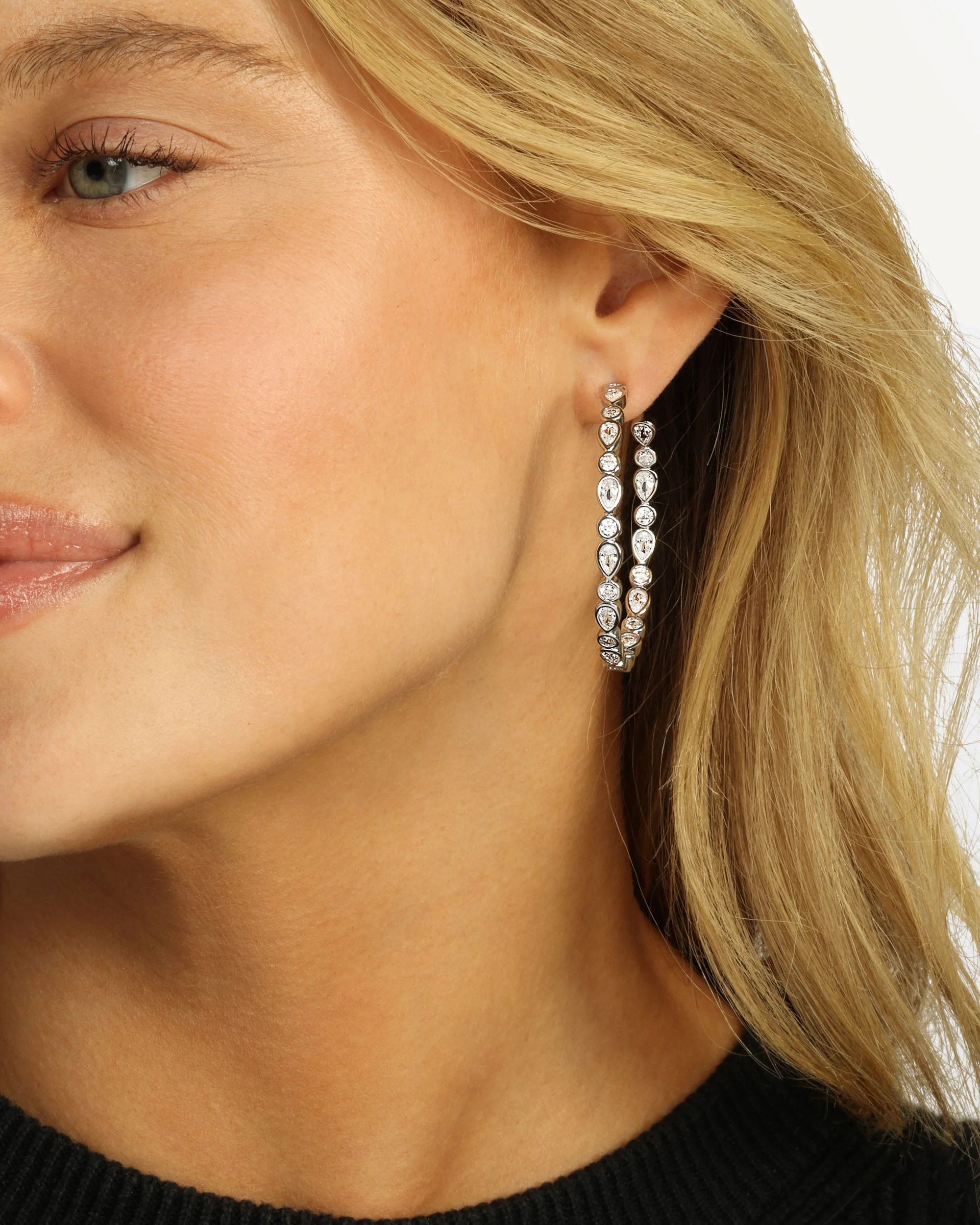 Isla Hoops 2" - Silver|White Diamondettes - Image 4