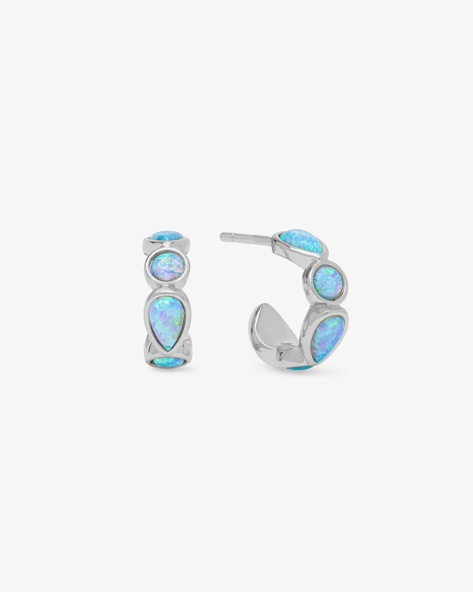 Isla Huggies - Silver|Blue Opal