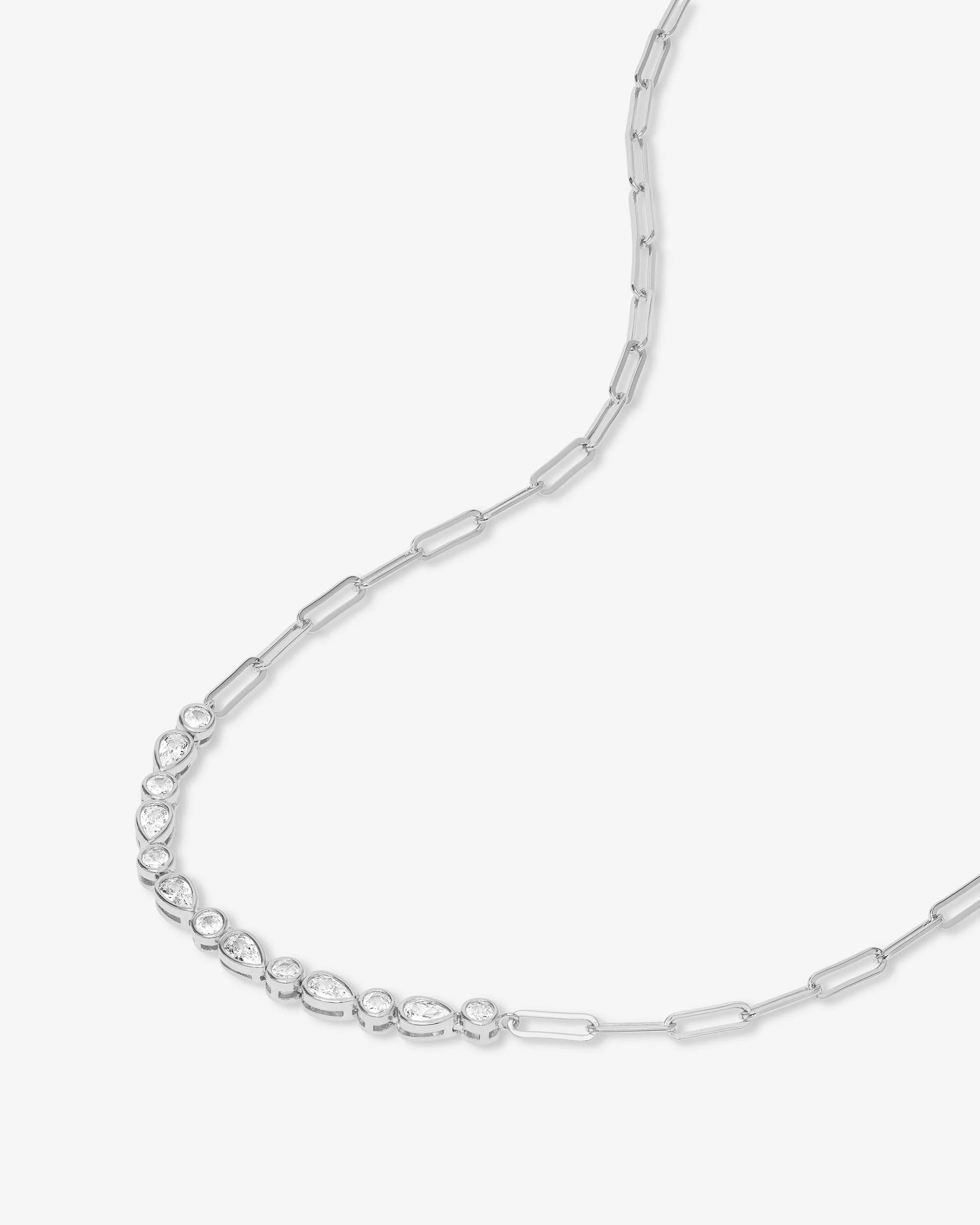 Isla Samantha Tennis Necklace - Silver|White Diamondettes - Image 3