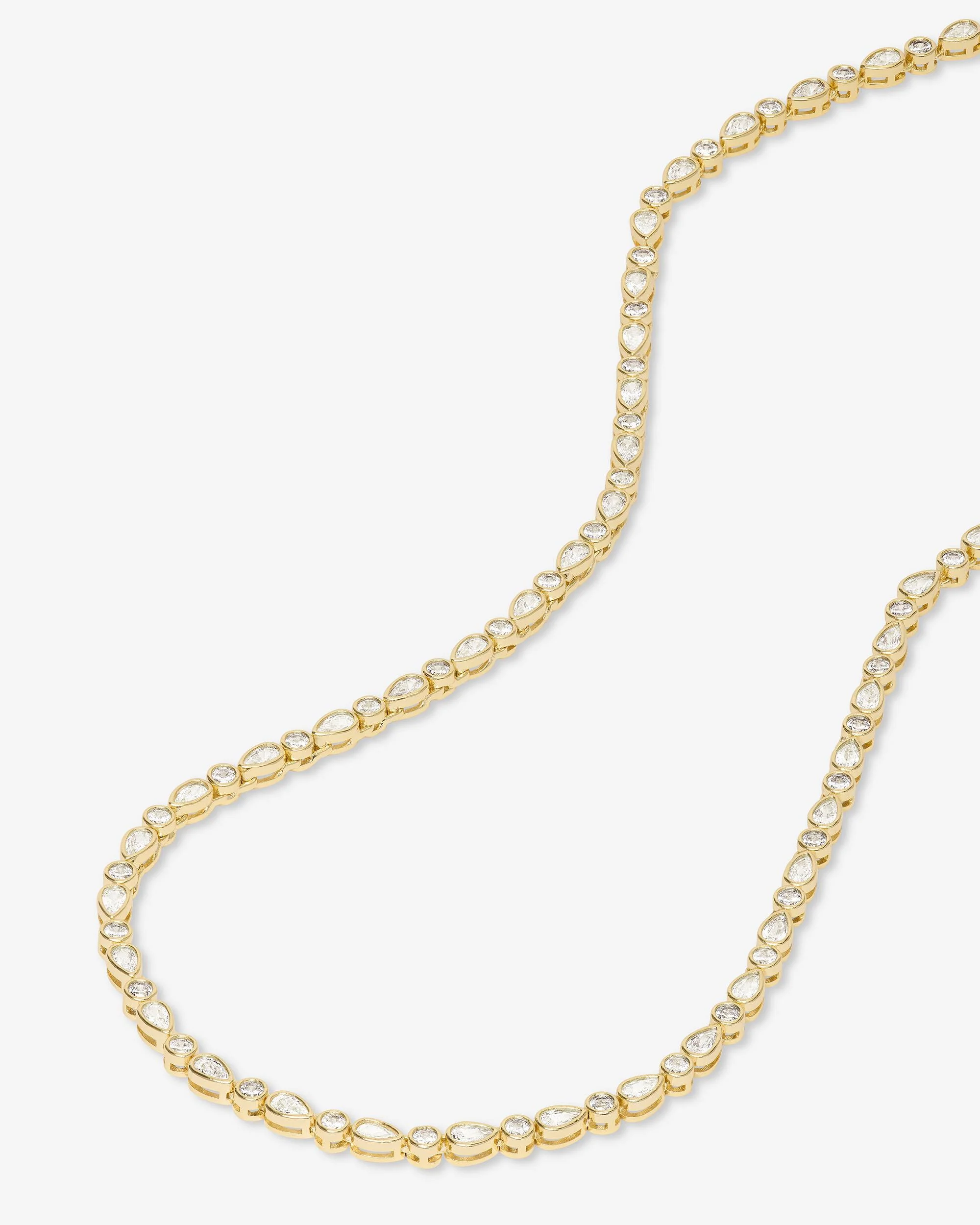 Isla Tennis Necklace 3mm - Gold|White Diamondettes - Image 4
