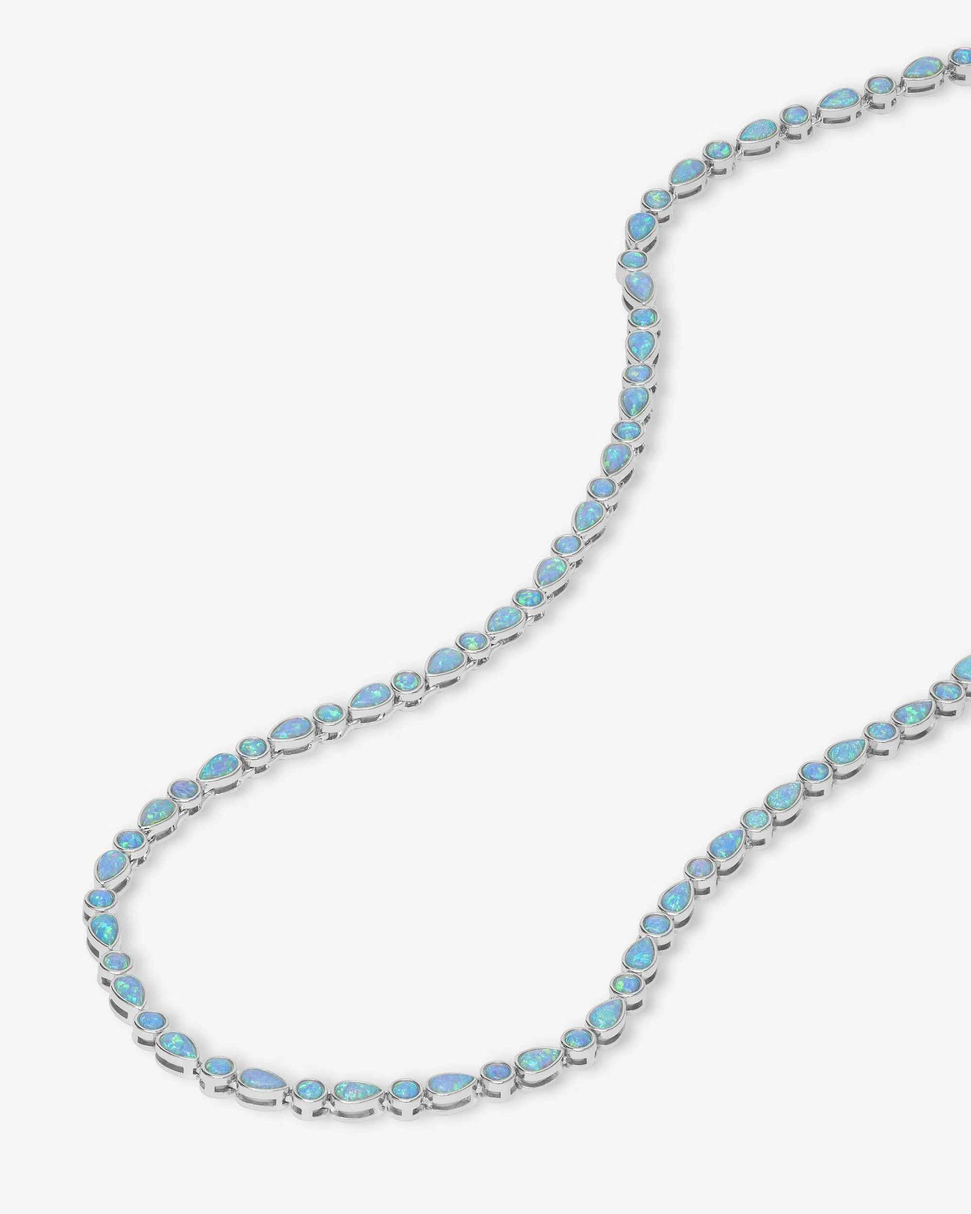 Isla Tennis Necklace 3mm - Silver|Blue Opal - Image 4