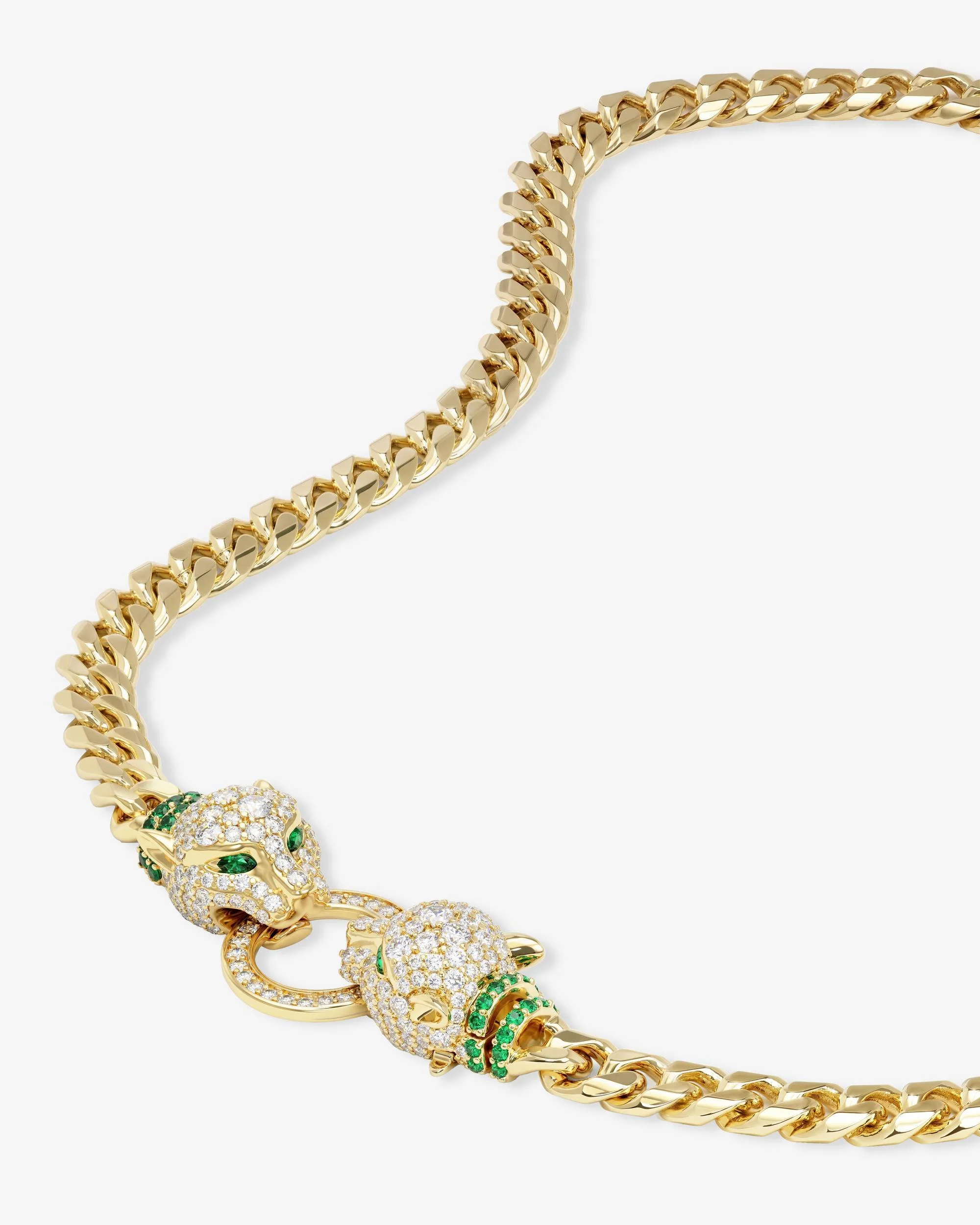 Jaguar Cuban Chain Necklace 6.8mm - Gold|White Diamondettes - Image 4