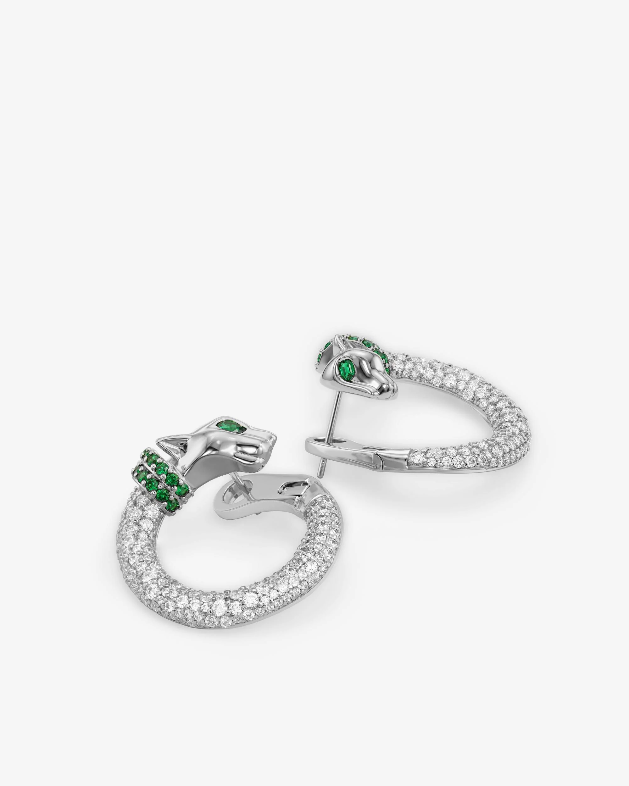 Jaguar Pavé Illusion Hoops - Silver|White Diamondettes - Image 3
