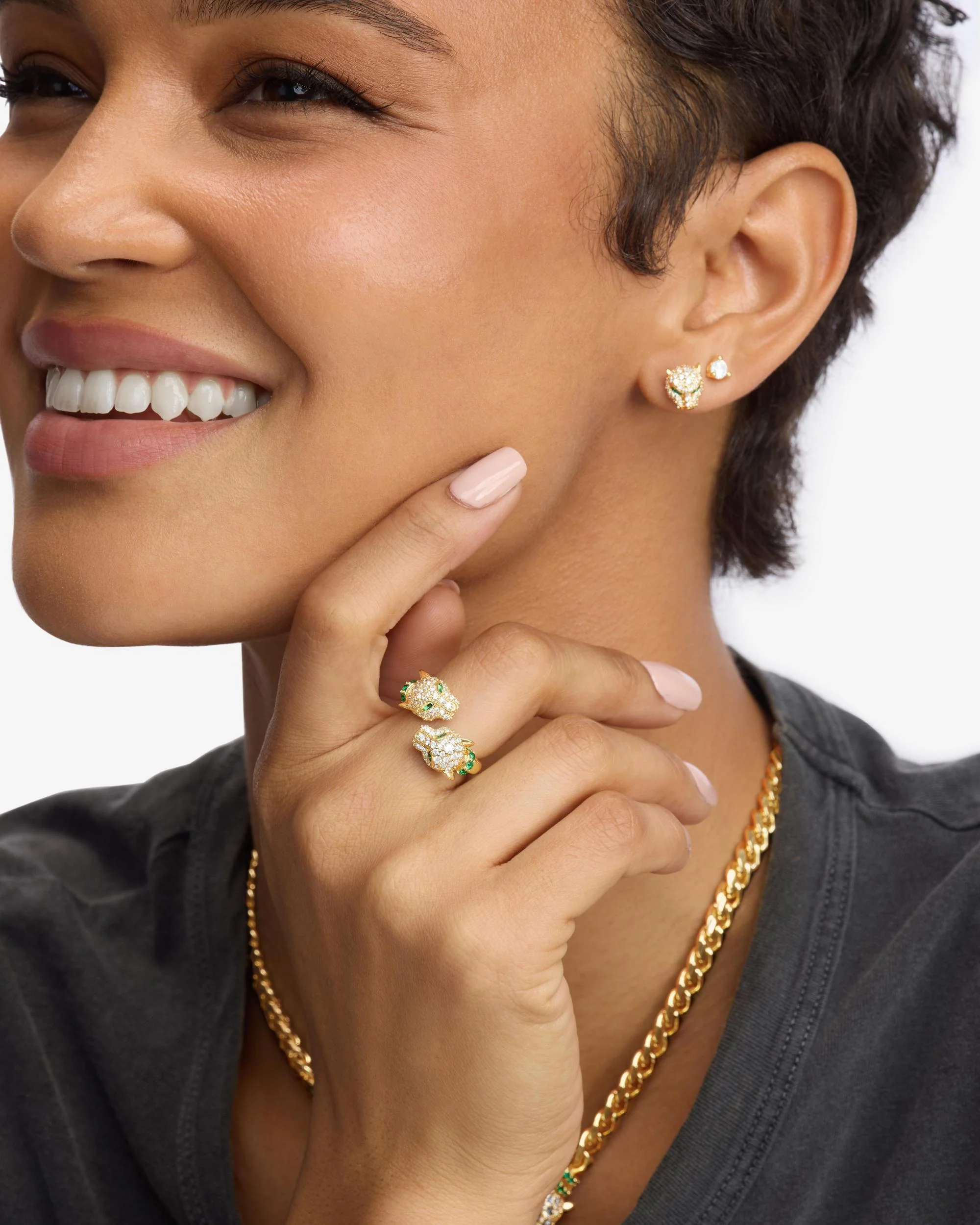Jaguar Pavé Ring - Gold|White Diamondettes - Image 2