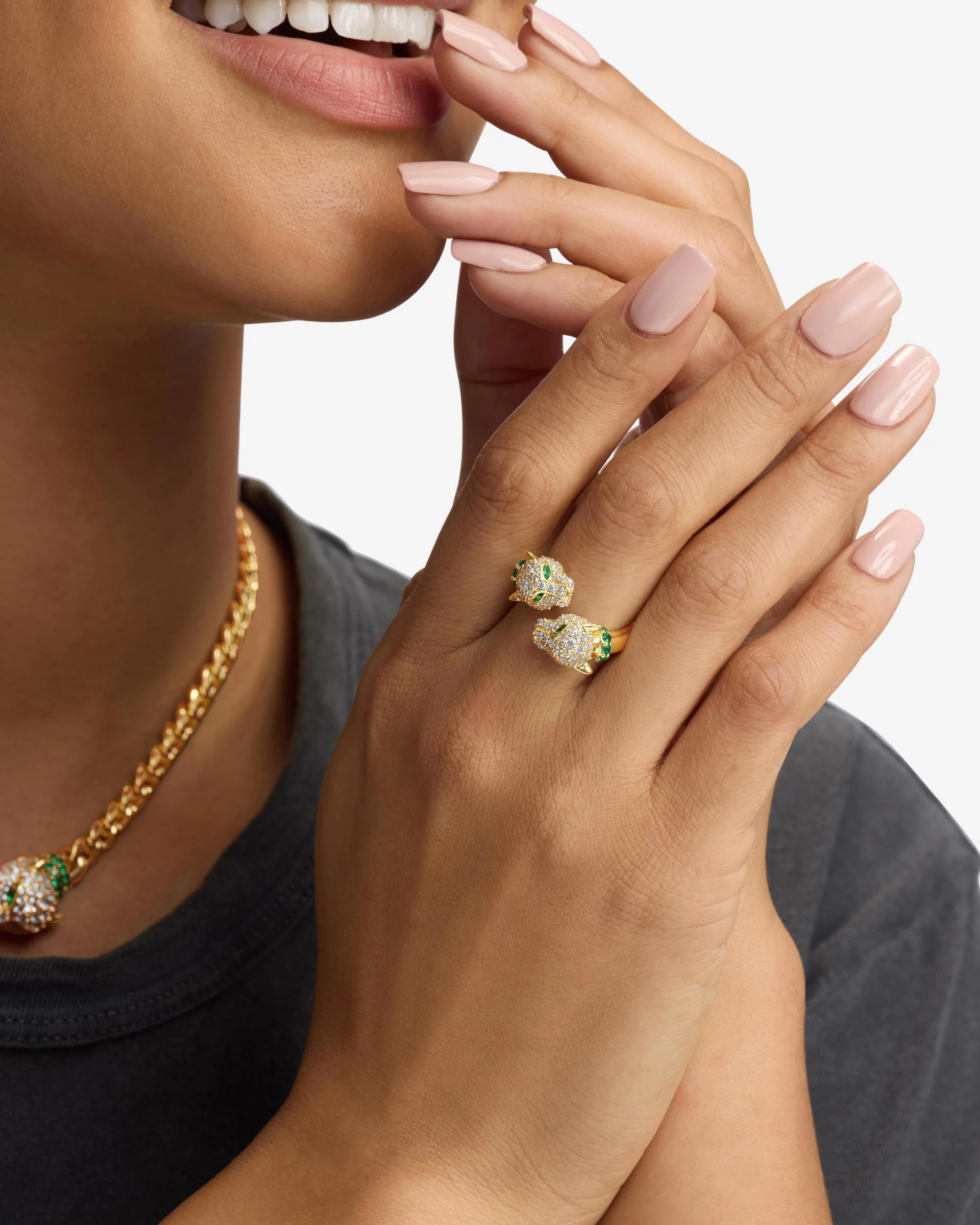 Jaguar Pavé Ring - Gold|White Diamondettes - Image 4