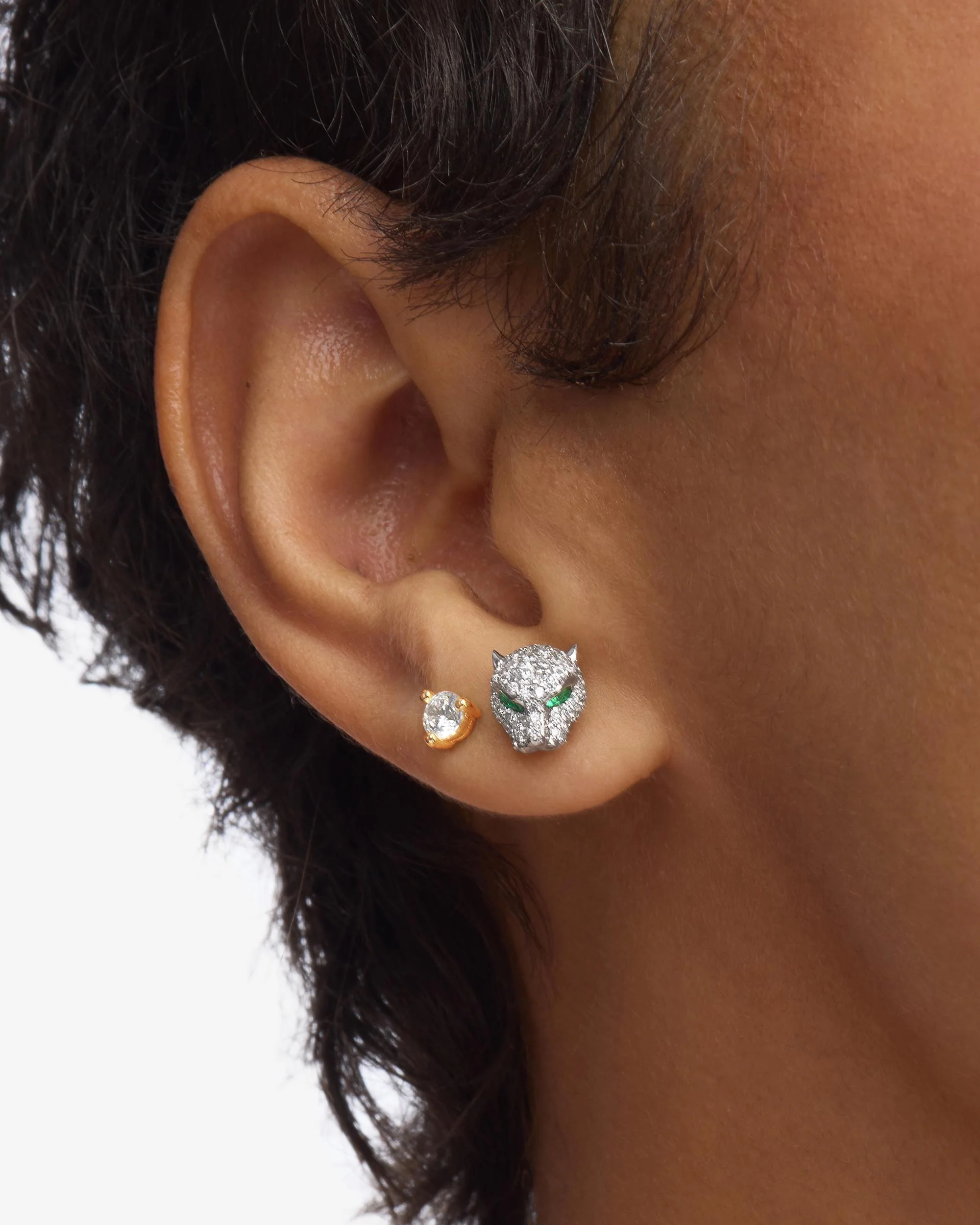 Jaguar Pavé Studs - Silver|White Diamondettes - Image 4