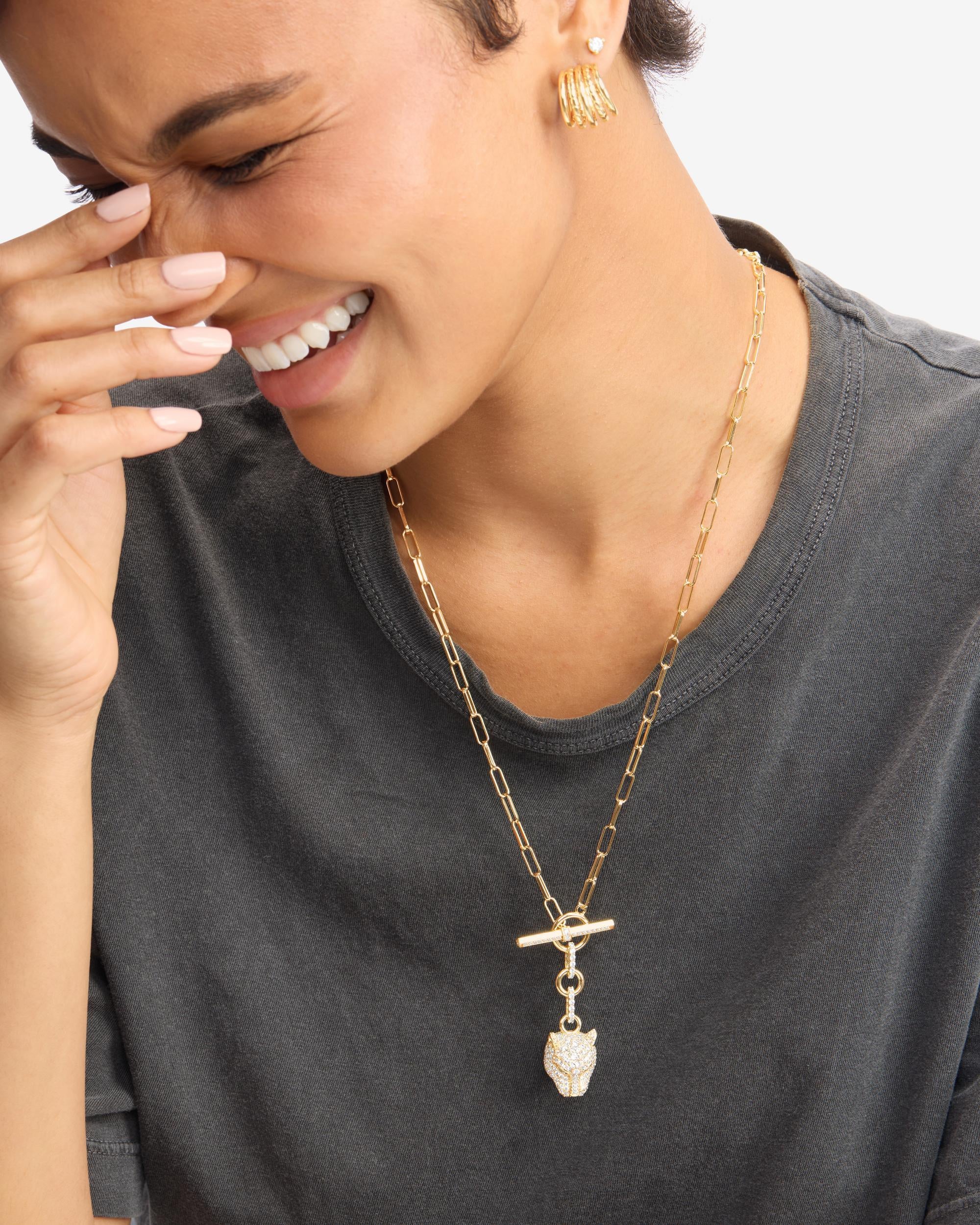 Jaguar Samantha Chain Necklace - Gold|White Diamondettes - Image 4
