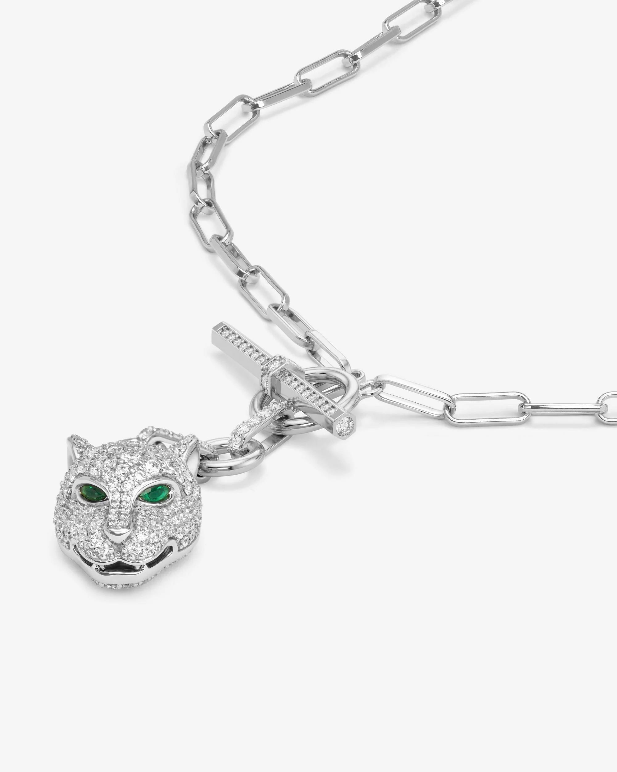 Jaguar Samantha Chain Necklace - Silver|White Diamondettes - Image 3