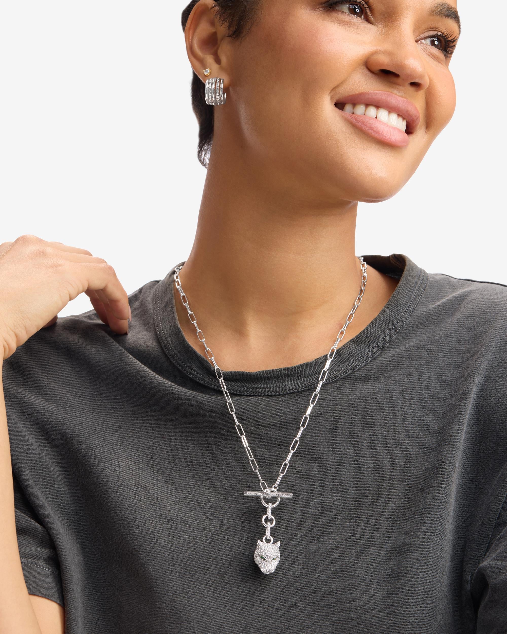 Jaguar Samantha Chain Necklace - Silver|White Diamondettes - Image 4