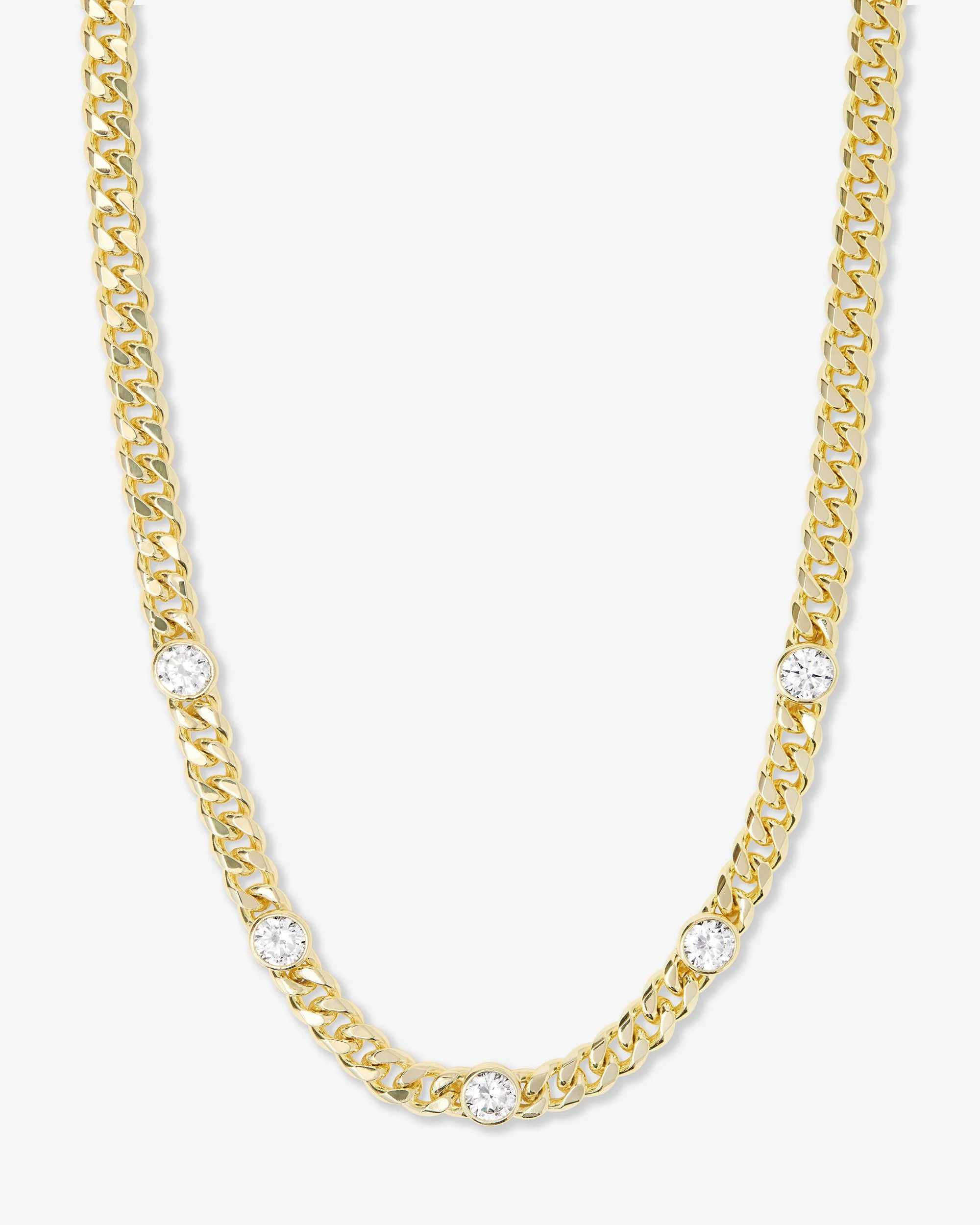 Julian 5 Diamond Necklace 6.8mm - Gold|White Diamondettes