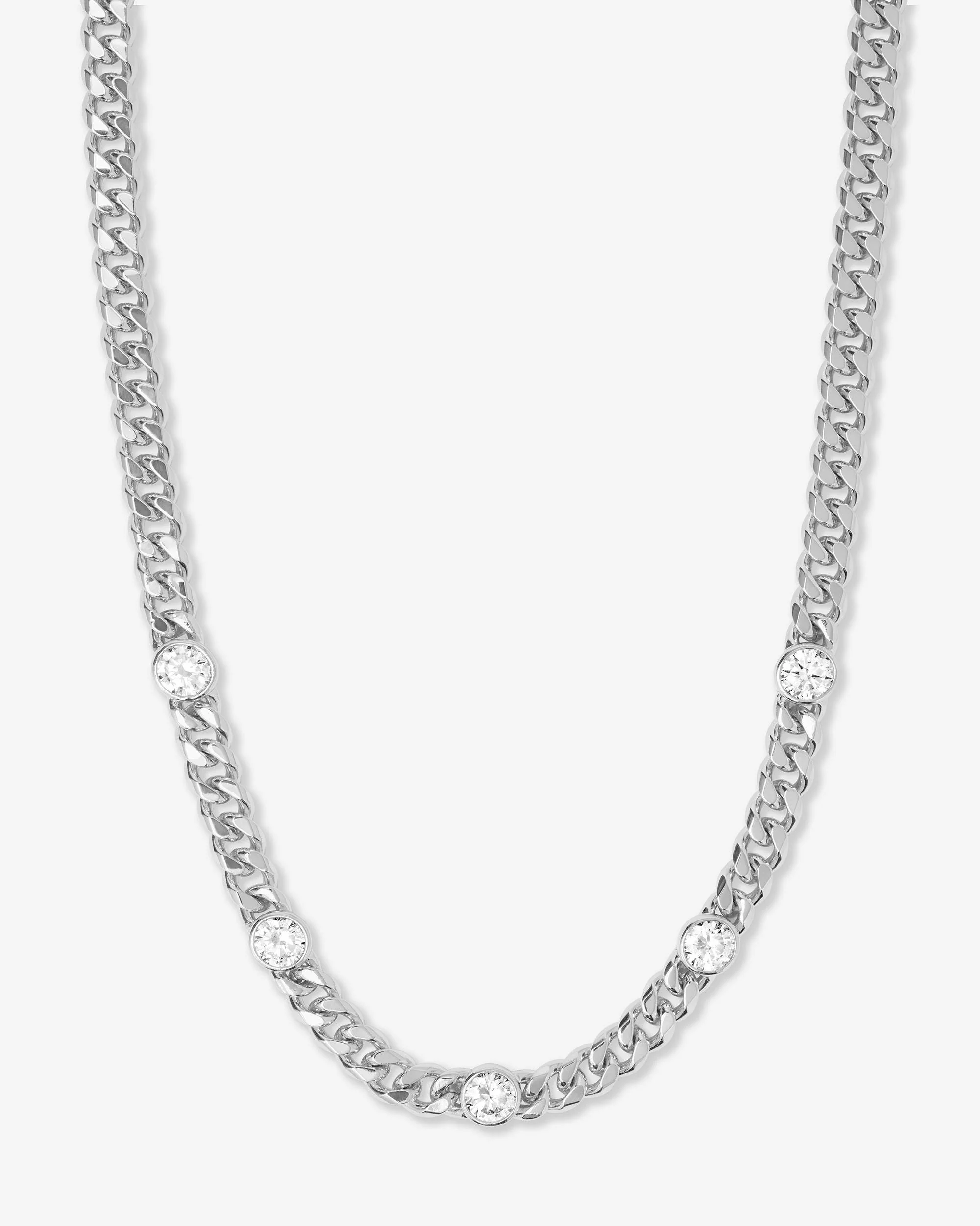 Julian 5 Diamond Necklace 6.8mm - Silver|White Diamondettes