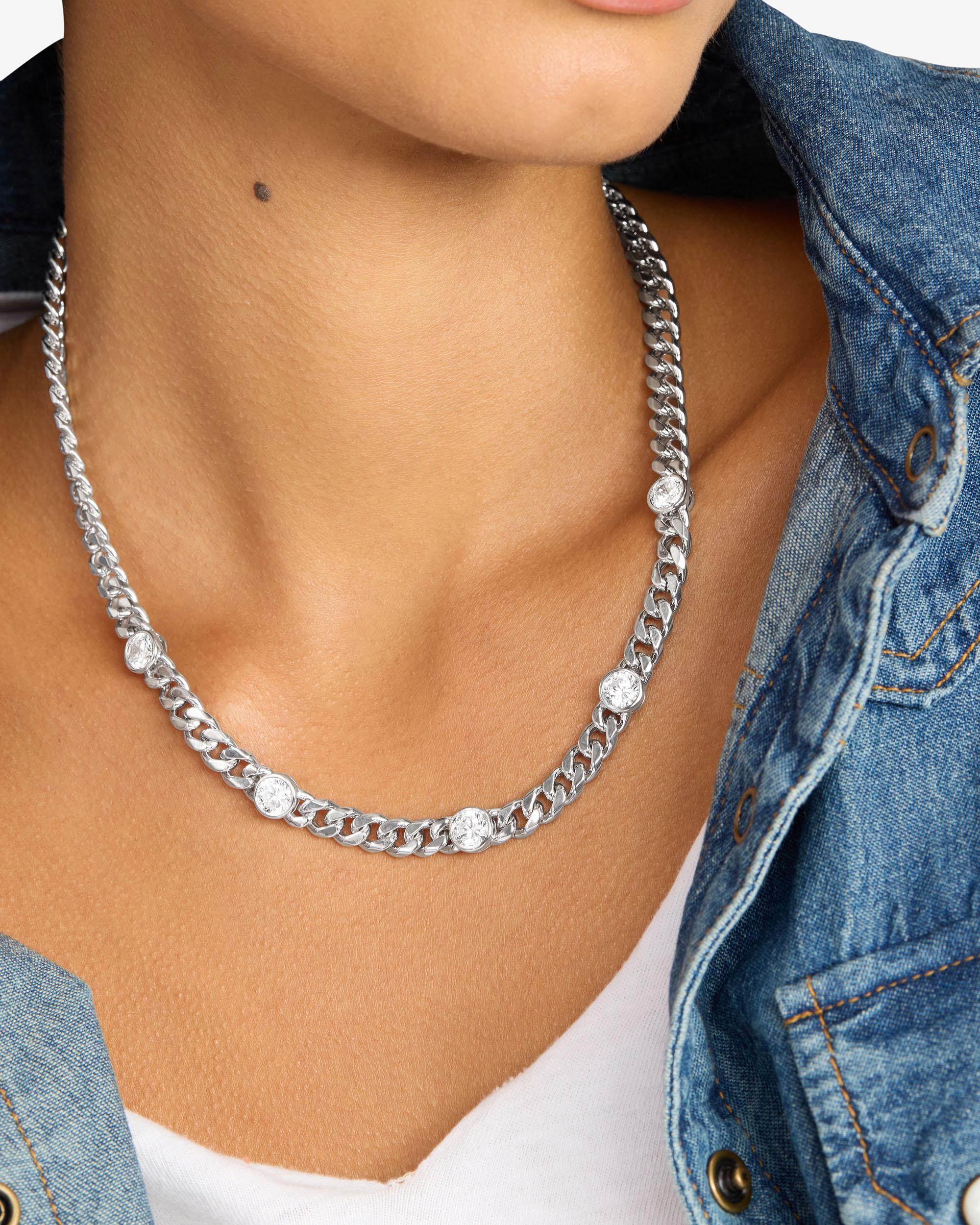 Julian 5 Diamond Necklace 6.8mm - Silver|White Diamondettes - Image 3