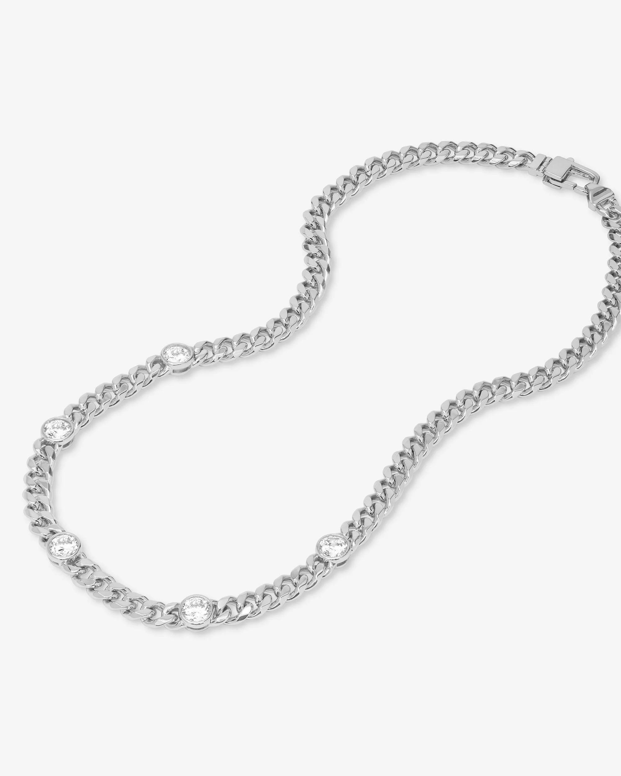 Julian 5 Diamond Necklace 6.8mm - Silver|White Diamondettes - Image 5