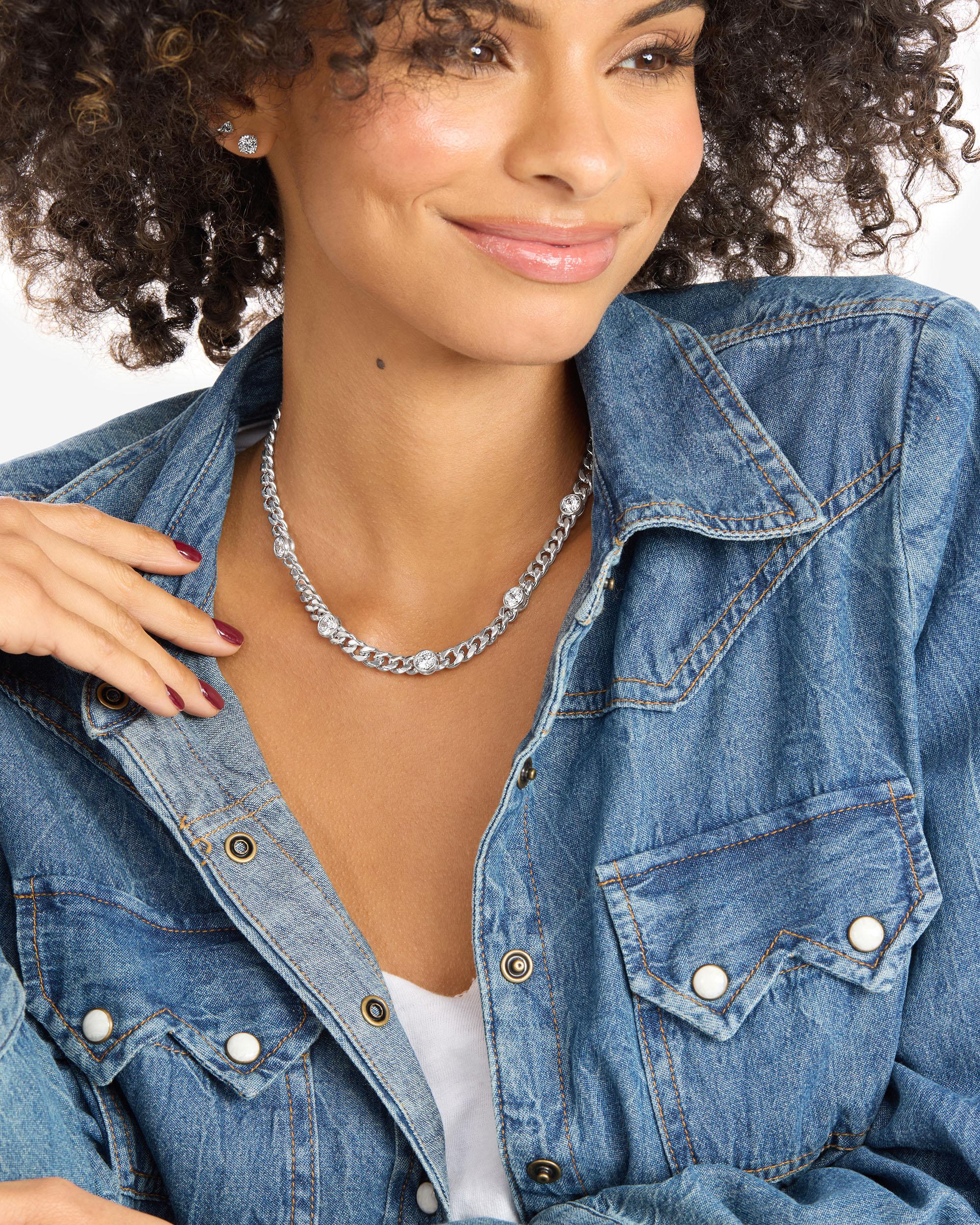 Julian 5 Diamond Necklace 6.8mm - Silver|White Diamondettes - Image 6