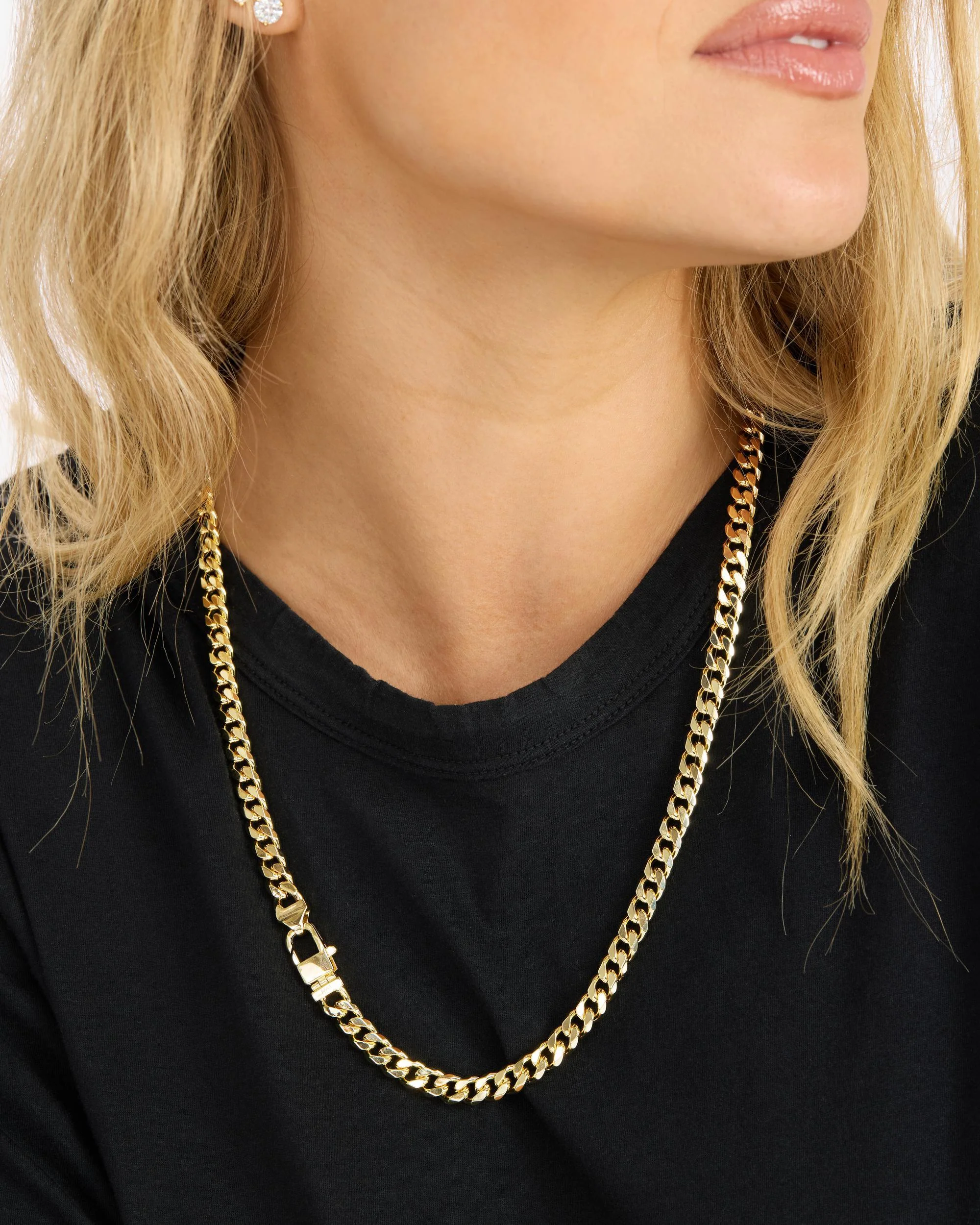 Julian Cuban Chain Necklace 6.8mm - Gold - Image 5