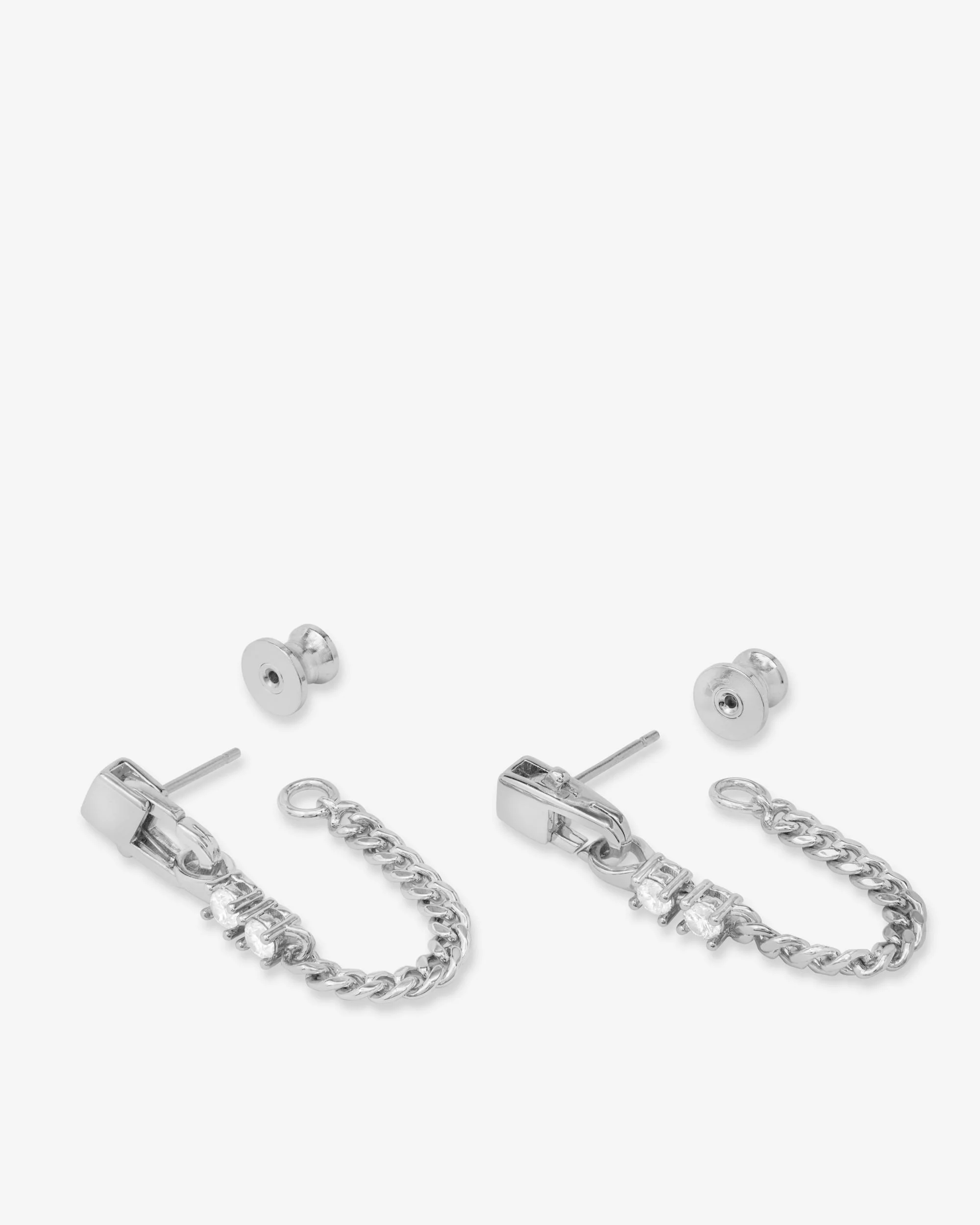 Julian Loves Diamonds 3mm Soft Hoops - Silver|White Diamondettes - Image 3