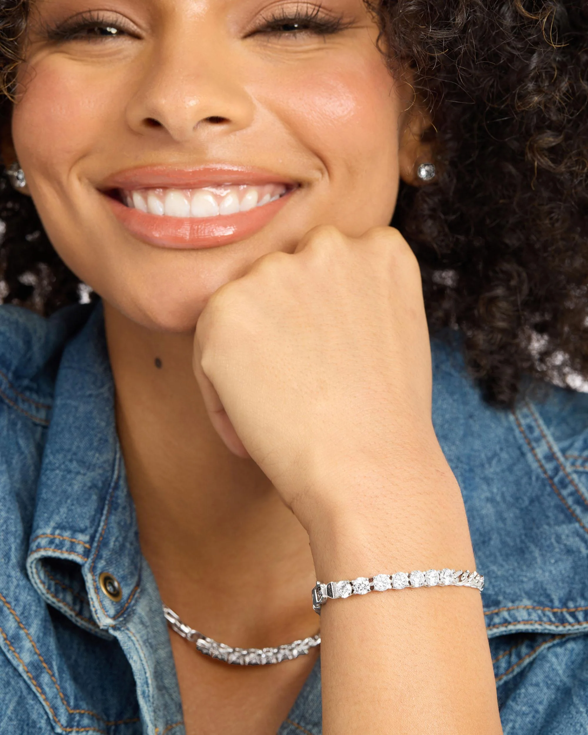Julian Loves Diamonds Bracelet 5mm - Silver|White Diamondettes - Image 2