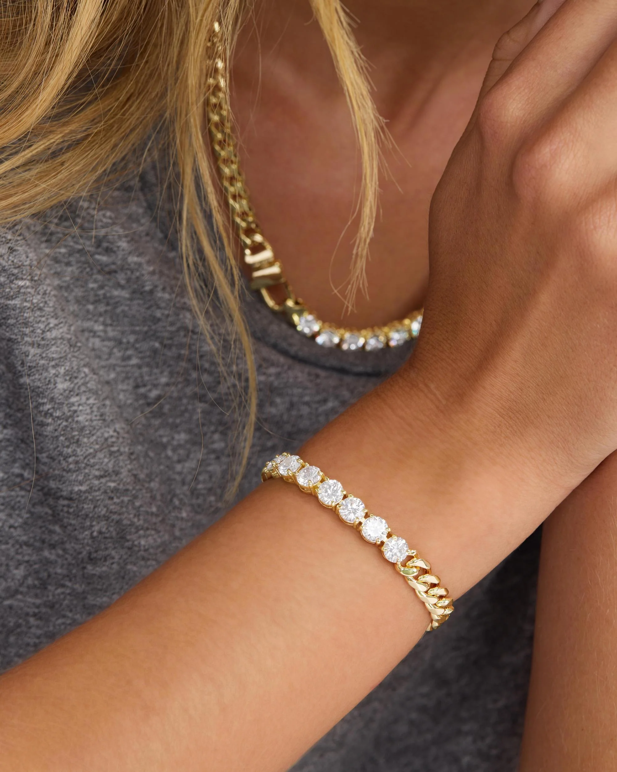 Julian Loves Diamonds Bracelet 6.8mm - Gold|White Diamondettes - Image 4