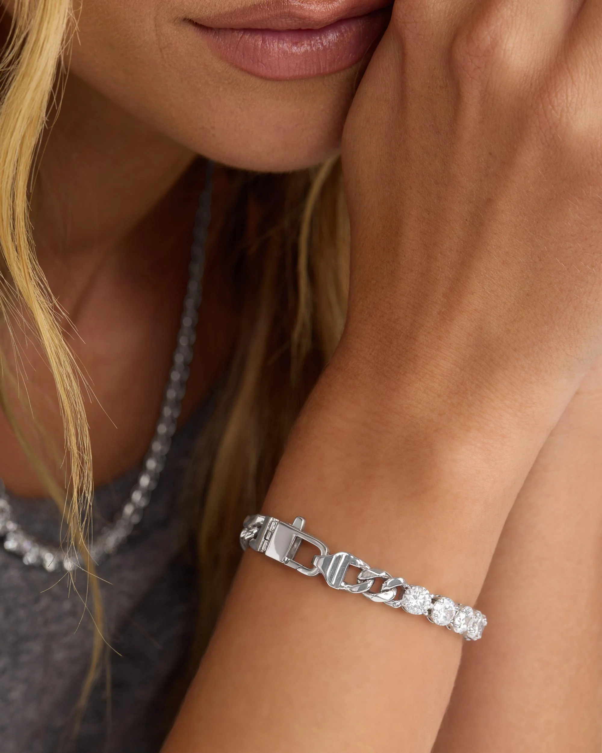 Julian Loves Diamonds Bracelet 6.8mm - Silver|White Diamondettes - Image 4