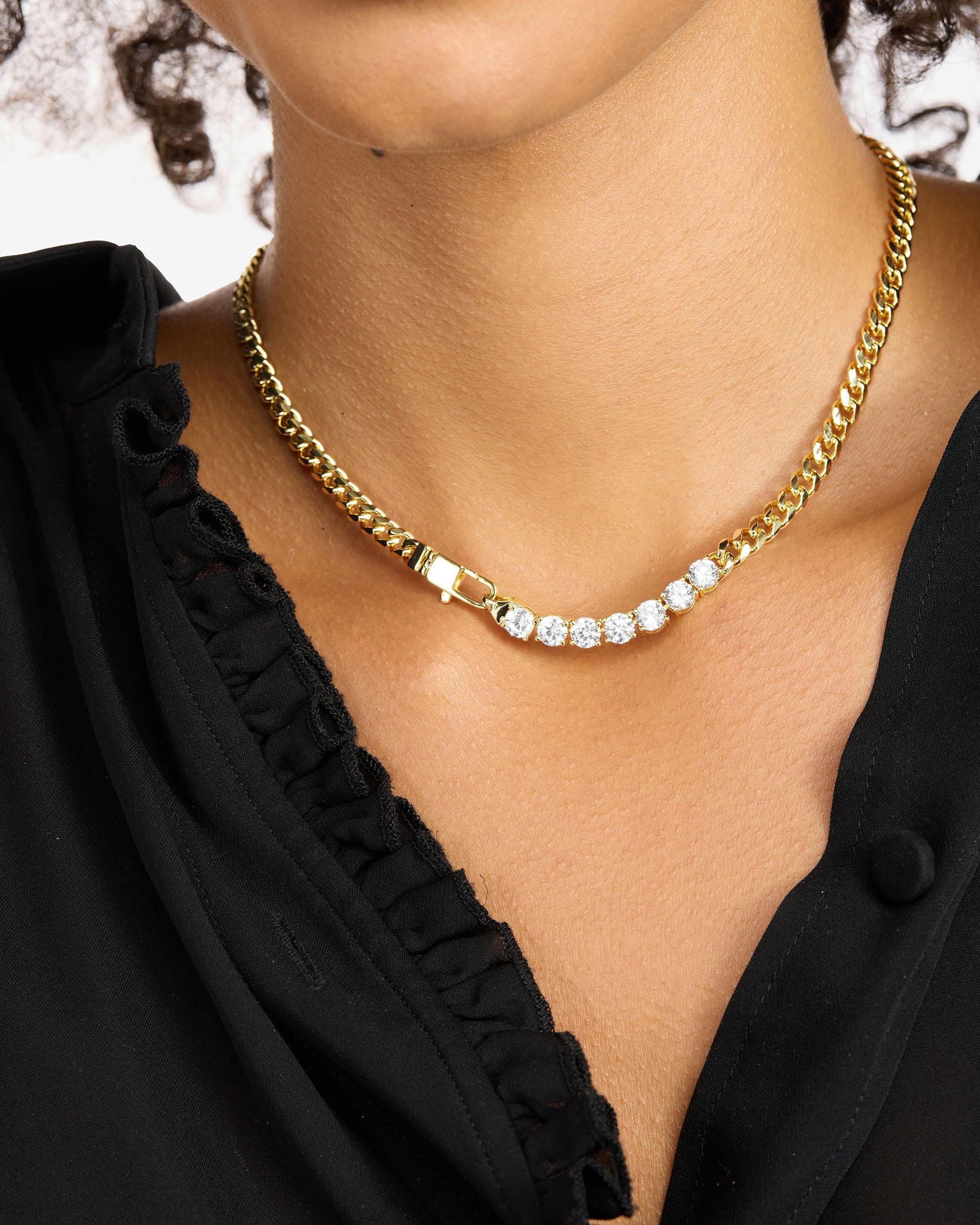 Julian Loves Diamonds Necklace 5mm - Gold|White Diamondettes - Image 2
