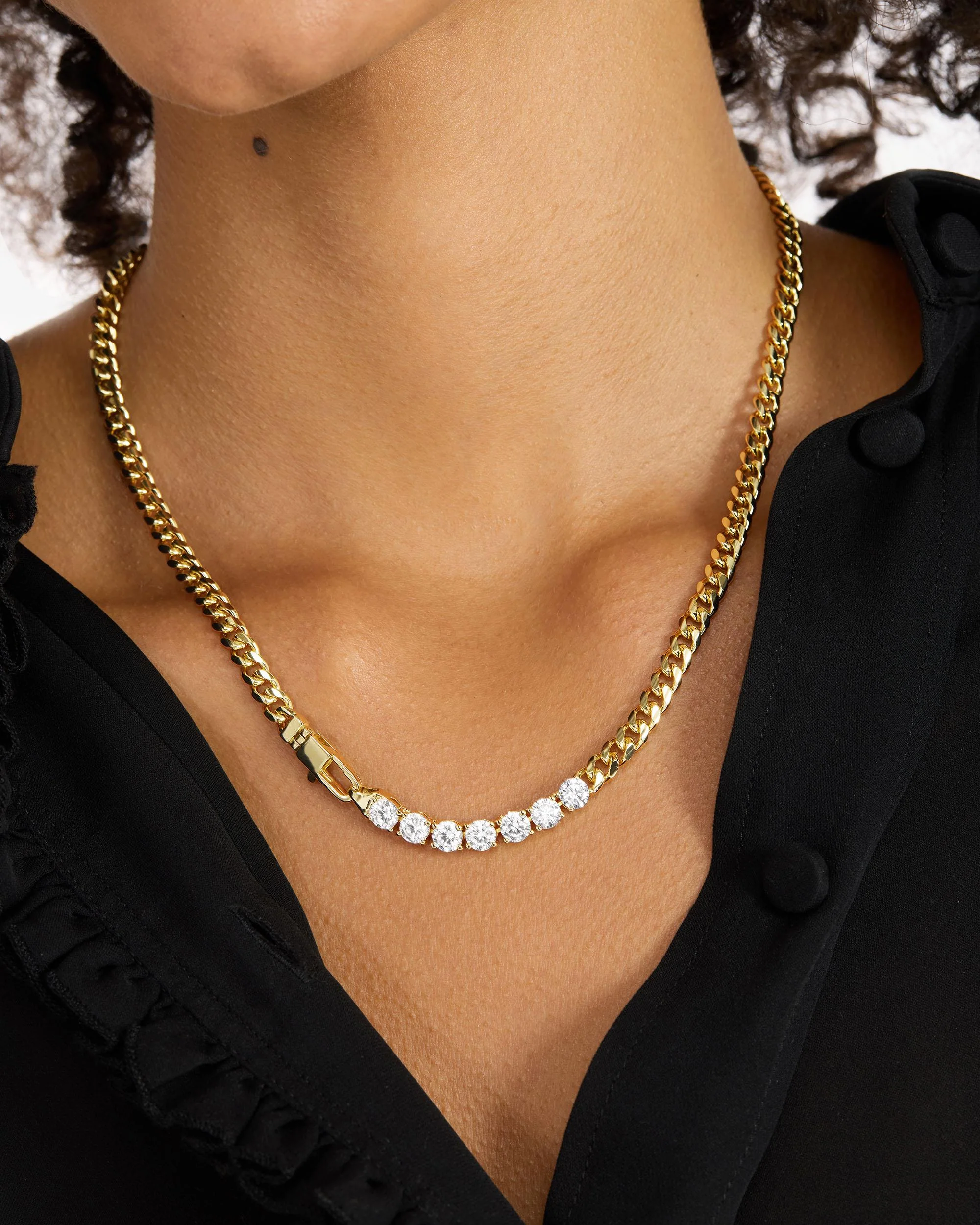 Julian Loves Diamonds Necklace 5mm - Gold|White Diamondettes - Image 3
