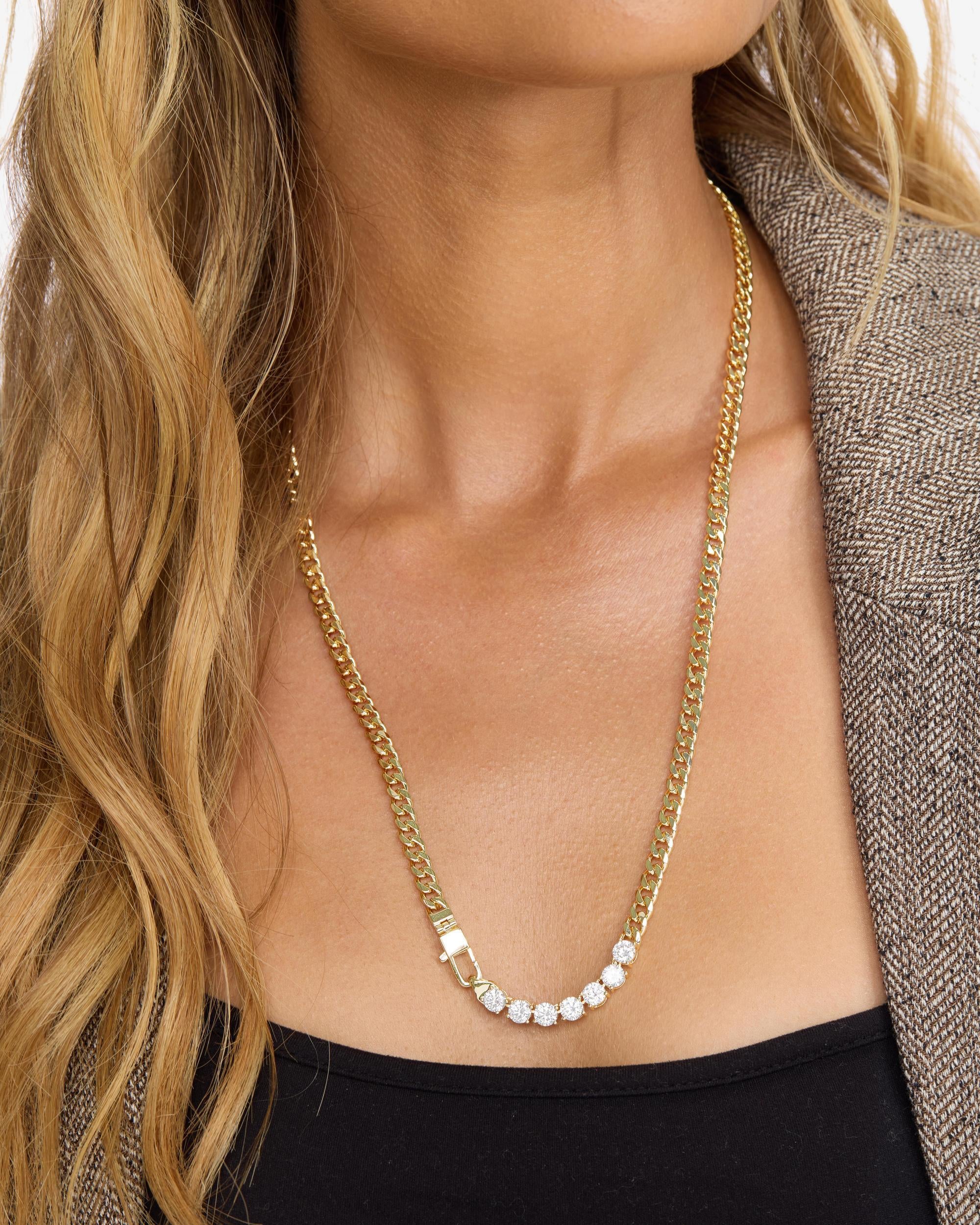 Julian Loves Diamonds Necklace 5mm - Gold|White Diamondettes - Image 4
