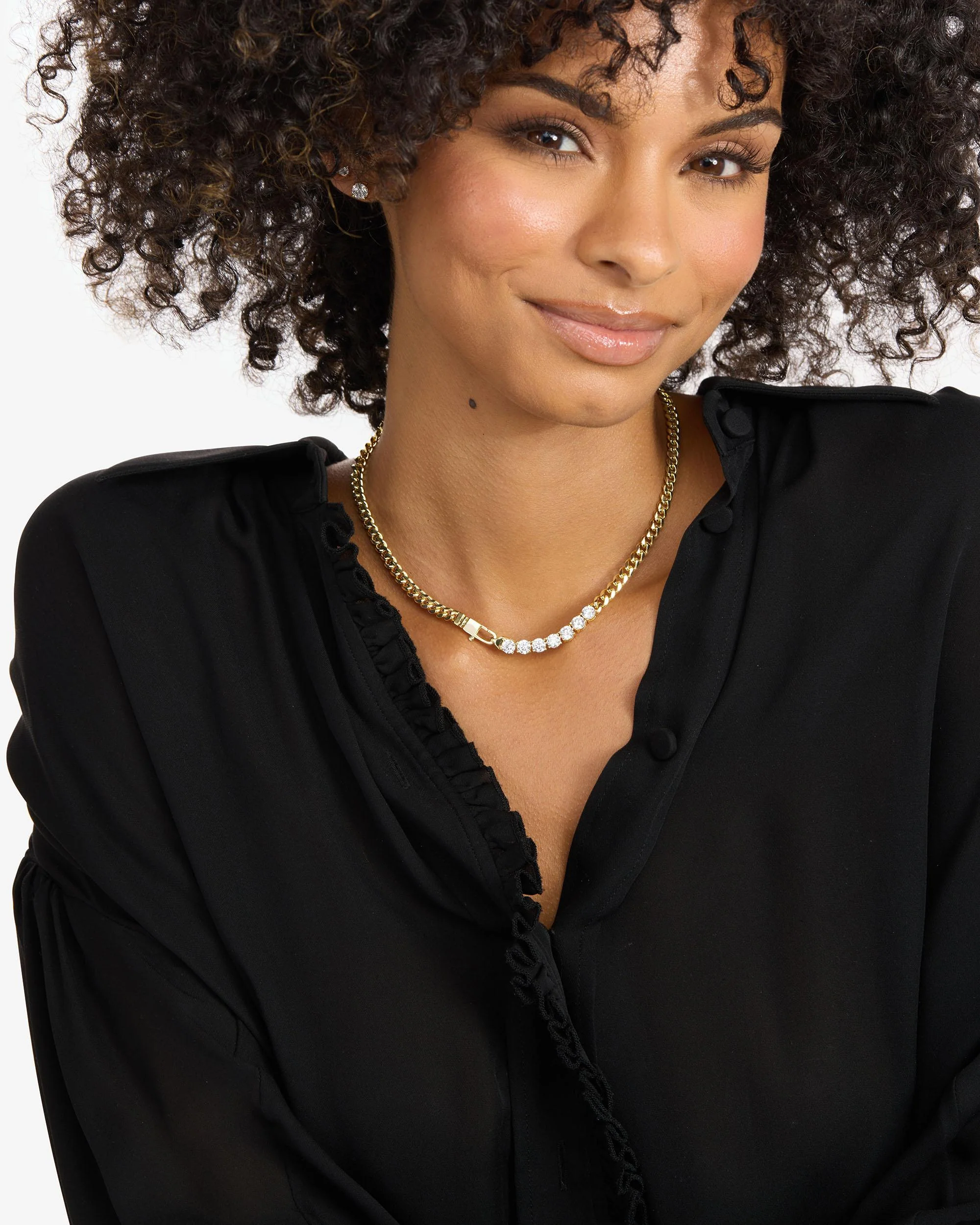 Julian Loves Diamonds Necklace 5mm - Gold|White Diamondettes - Image 6